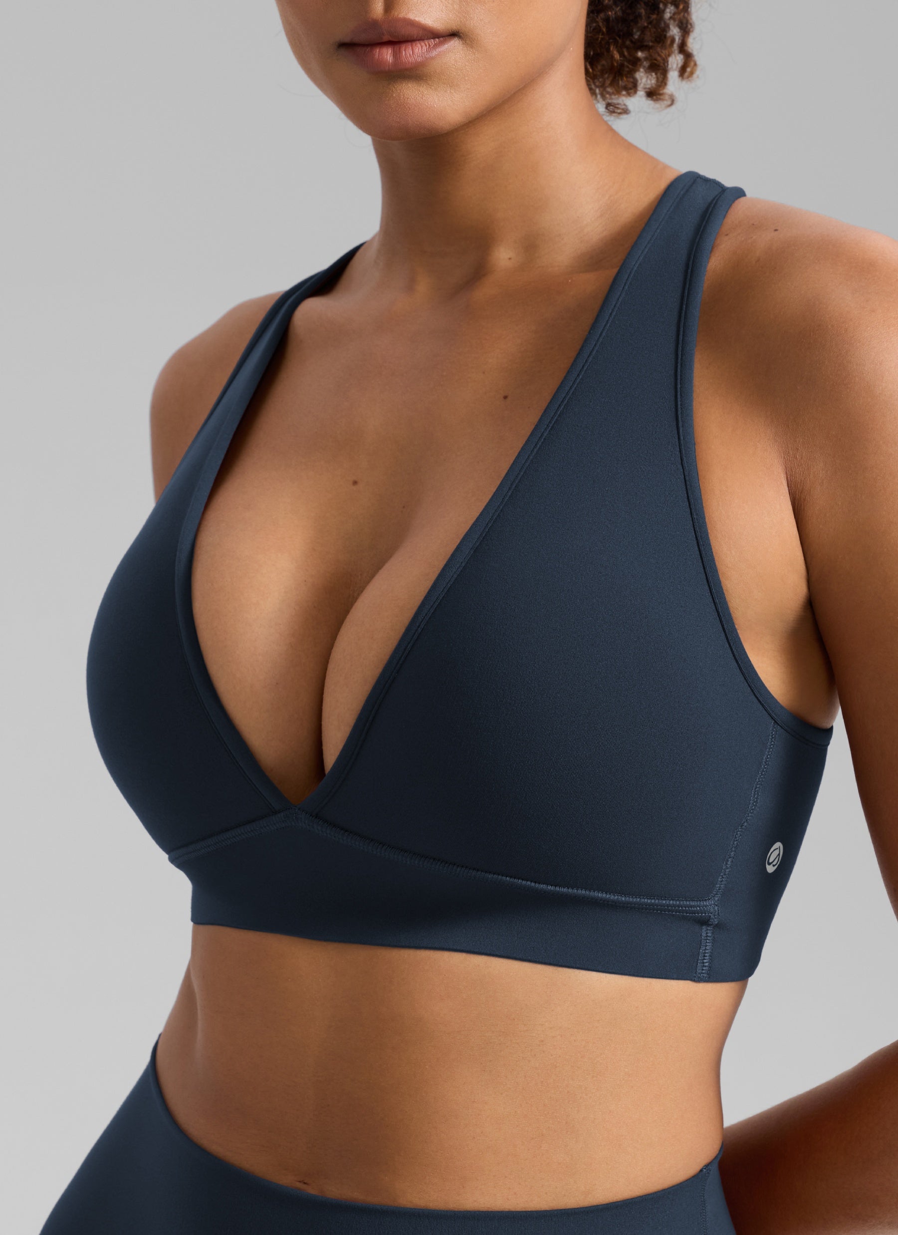 Bra Sukan Butterlift® CRZ YOGA Wanita Senaman Leher V Dalam Silang Belakang True Navy