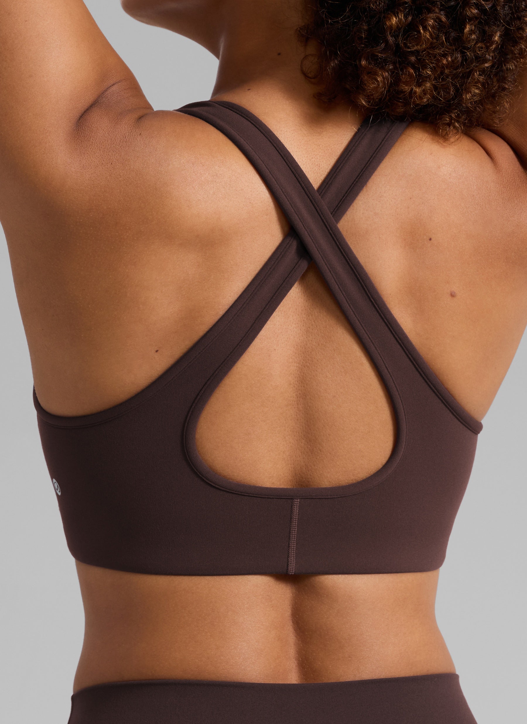Bra Sukan Butterlift® Senaman CRZ YOGA Wanita Leher V Dalam Silang Belakang Coklat Panas Fudge