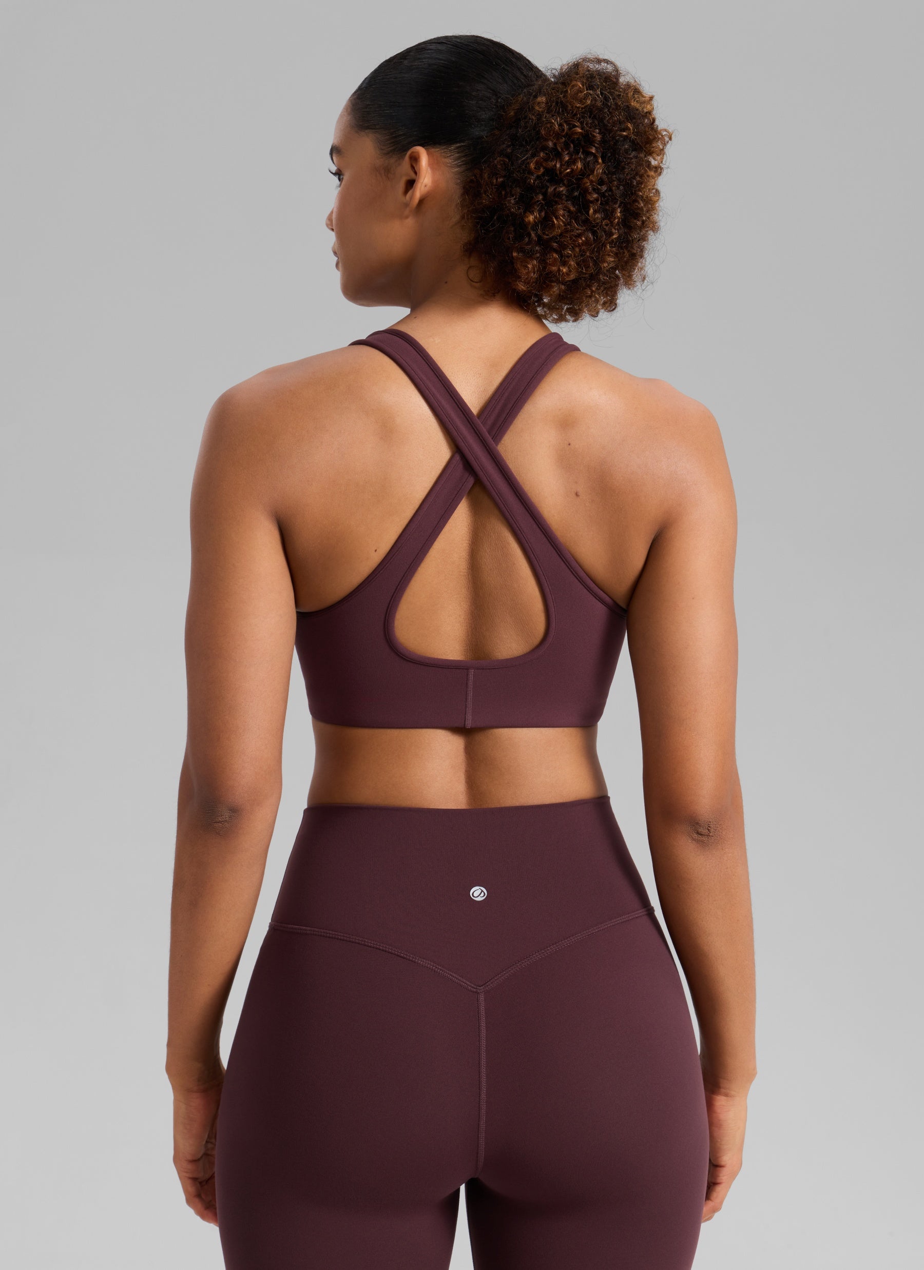 Bra Sukan Butterlift® Senaman CRZ YOGA Wanita Leher V Dalam Silang Belakang Berwarna Plum Masak