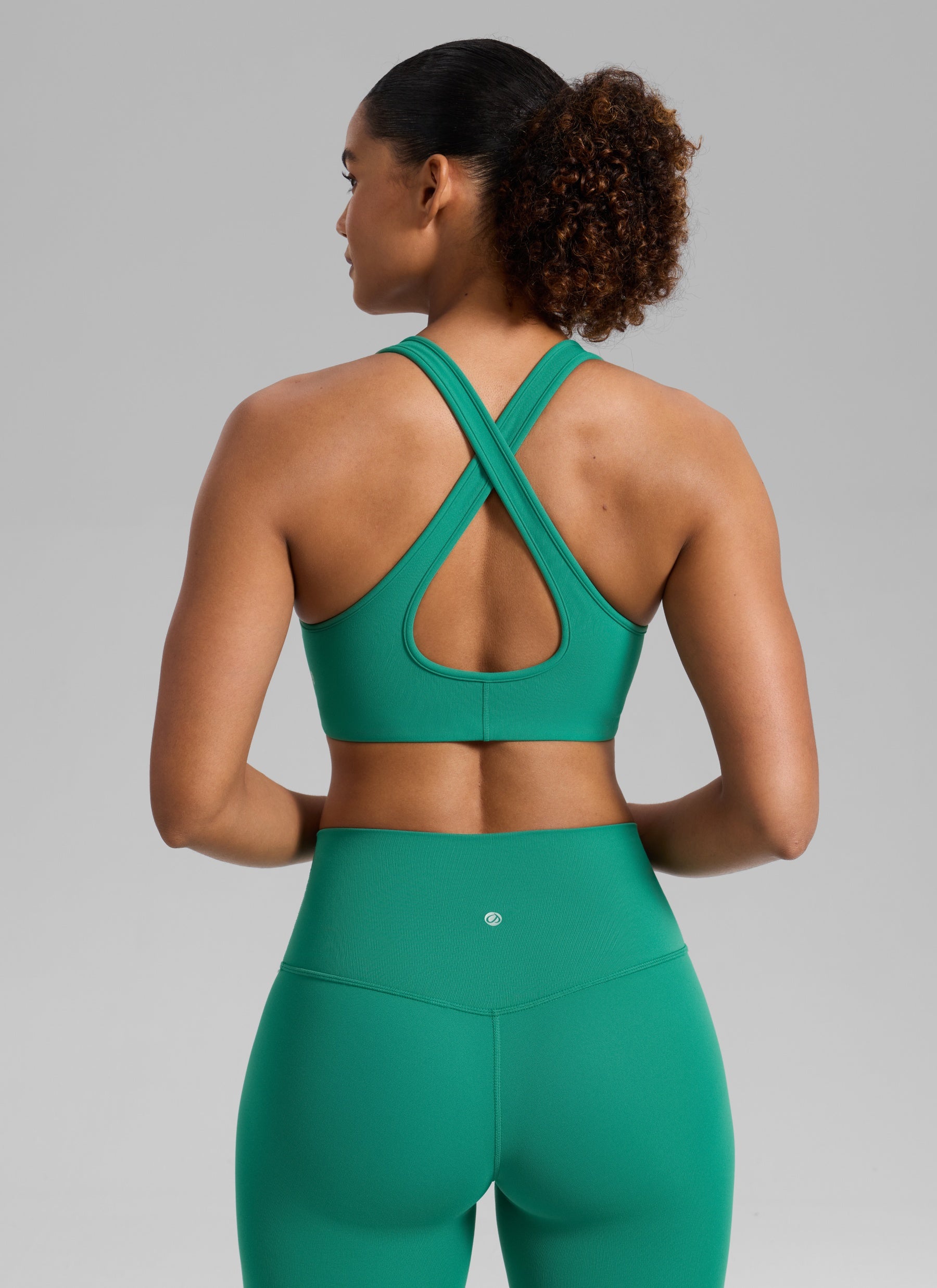Bra Sukan Butterlift® CRZ YOGA Wanita Leher V Dalam Silang Belakang Hijau Cascadia