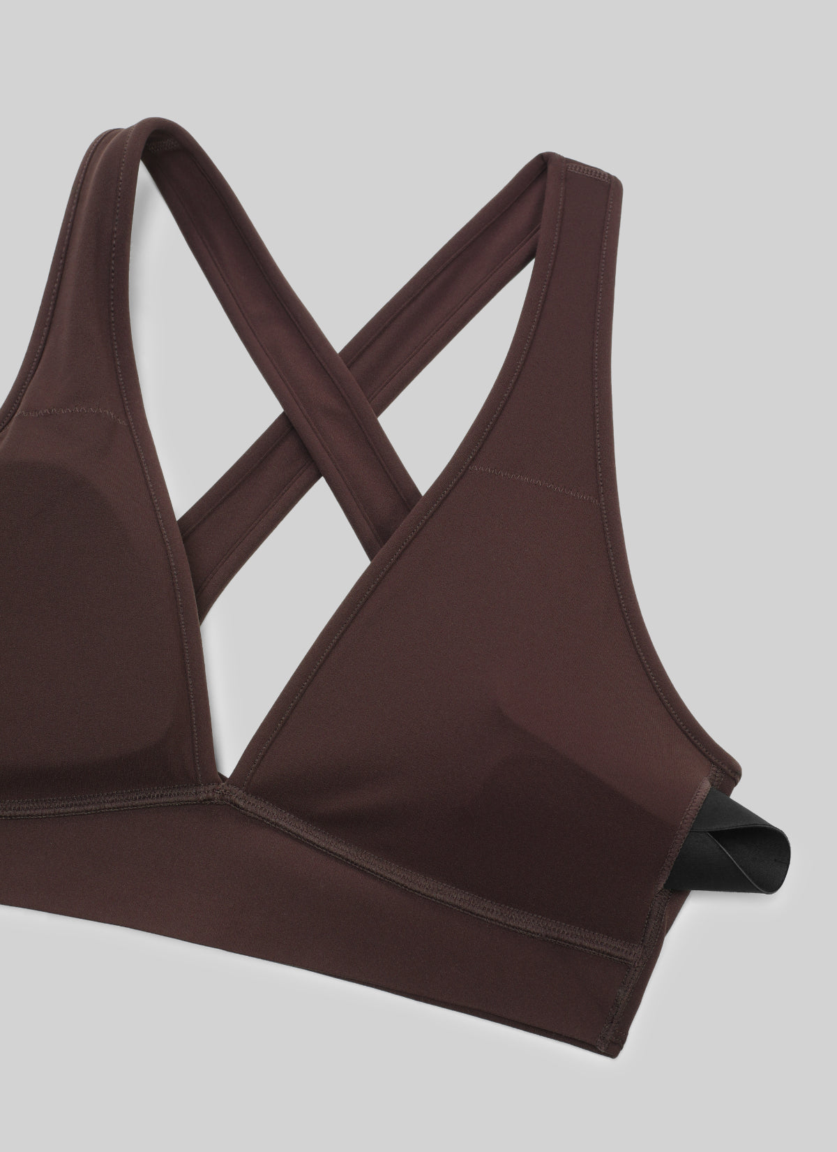 Bra Sukan Butterlift® Senaman CRZ YOGA Wanita Leher V Dalam Silang Belakang Coklat Panas Fudge