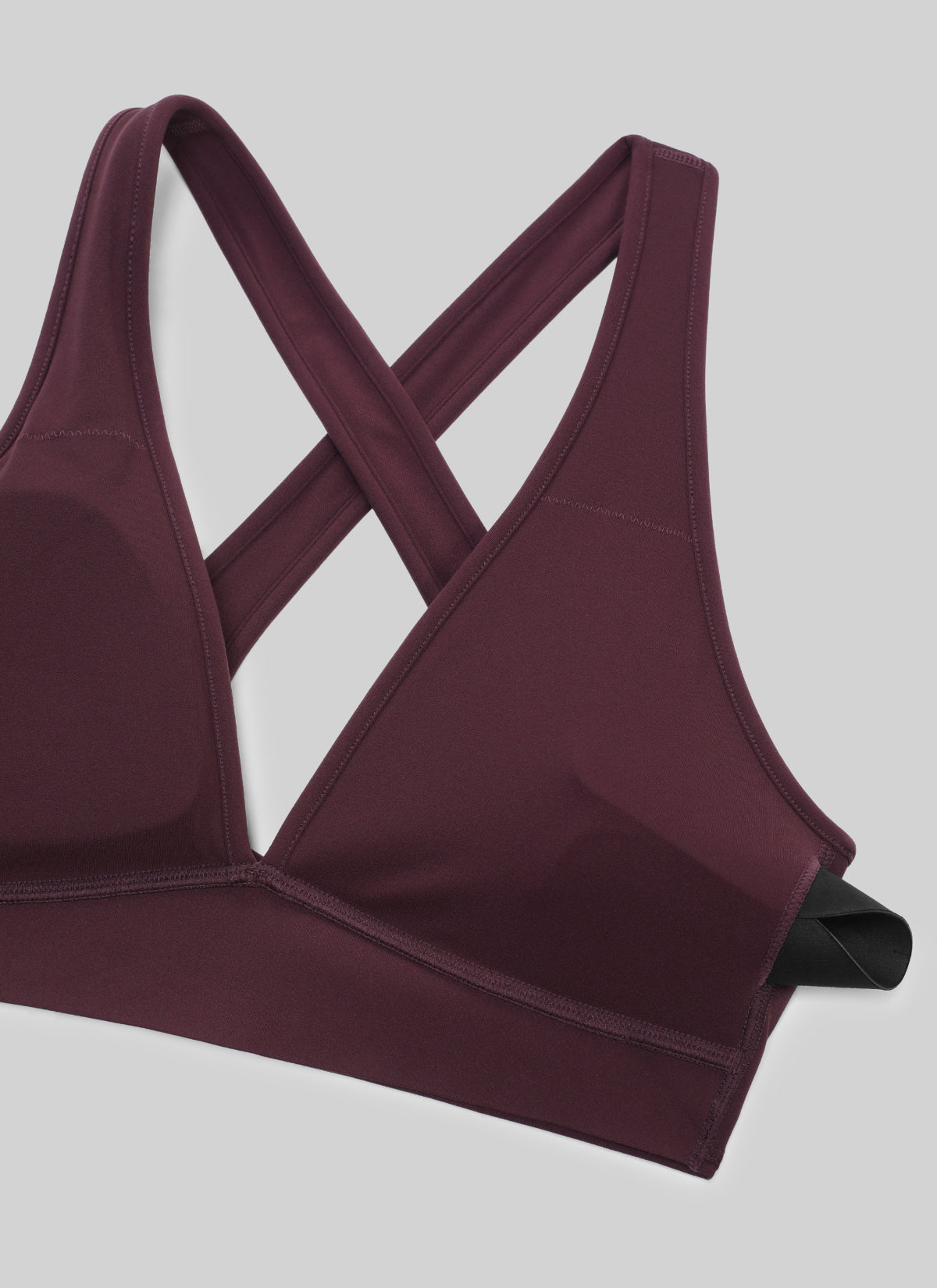 Bra Sukan Butterlift® Senaman CRZ YOGA Wanita Leher V Dalam Silang Belakang Berwarna Plum Masak