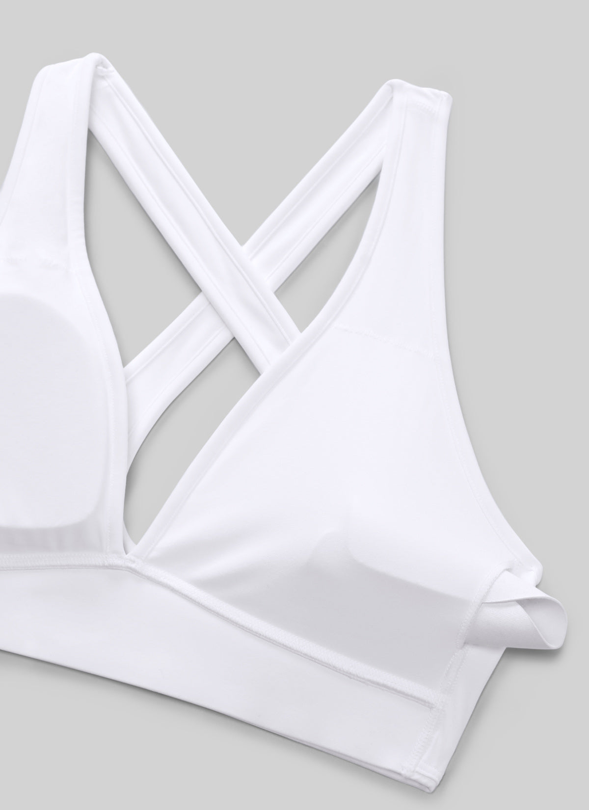 Bra Sukan Butterlift® Leher V Dalam Bersilang Belakang CRZ YOGA Wanita Putih