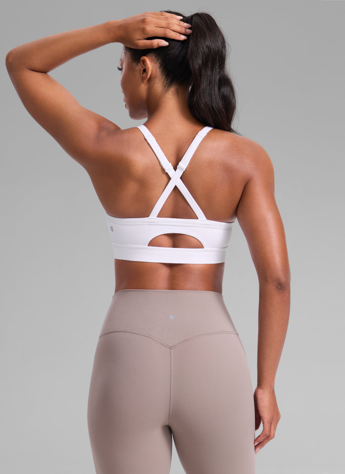 CRZ YOGA Wanita Butterlift Bra Sukan Lubang Kunci Leher U Yoga Putih