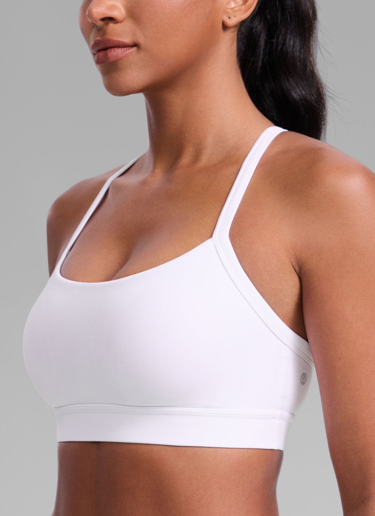 CRZ YOGA Wanita Butterlift Bra Sukan Lubang Kunci Leher U Yoga Putih