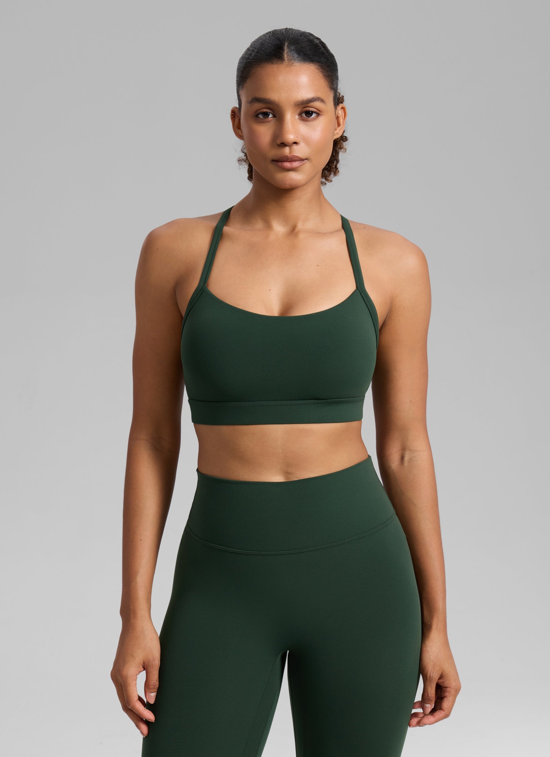 CRZ YOGA Wanita Butterlift Bra Sukan Lubang Kunci Leher U Yoga Hijau Legend