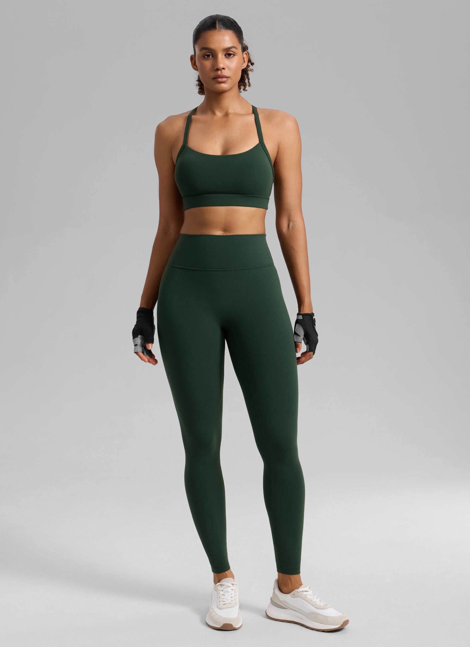 CRZ YOGA Wanita Butterlift Bra Sukan Lubang Kunci Leher U Yoga Hijau Legend