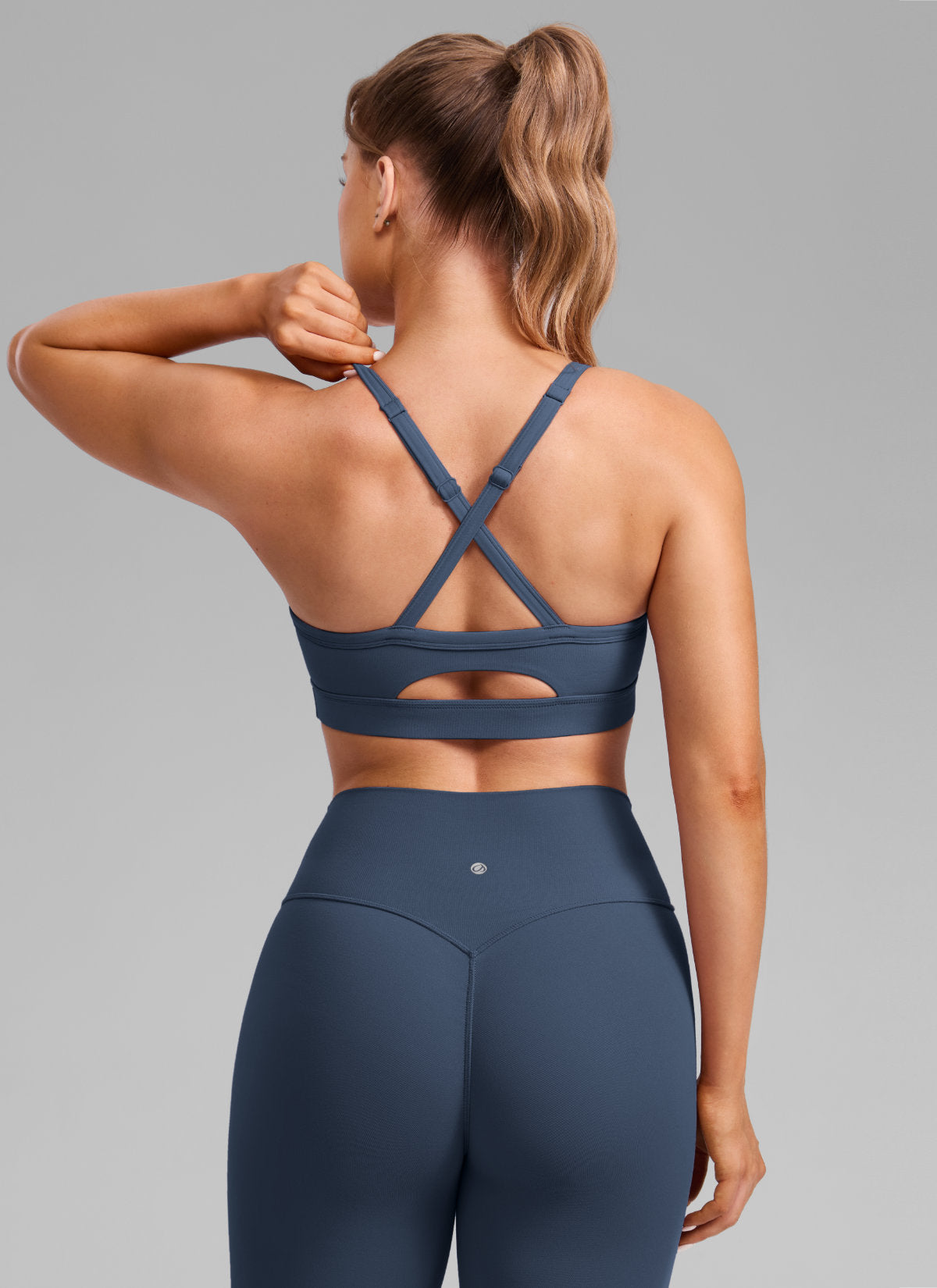 CRZ YOGA Wanita Butterlift Bra Sukan Lubang Kunci Leher U Bersilang Belakang Stelindigo