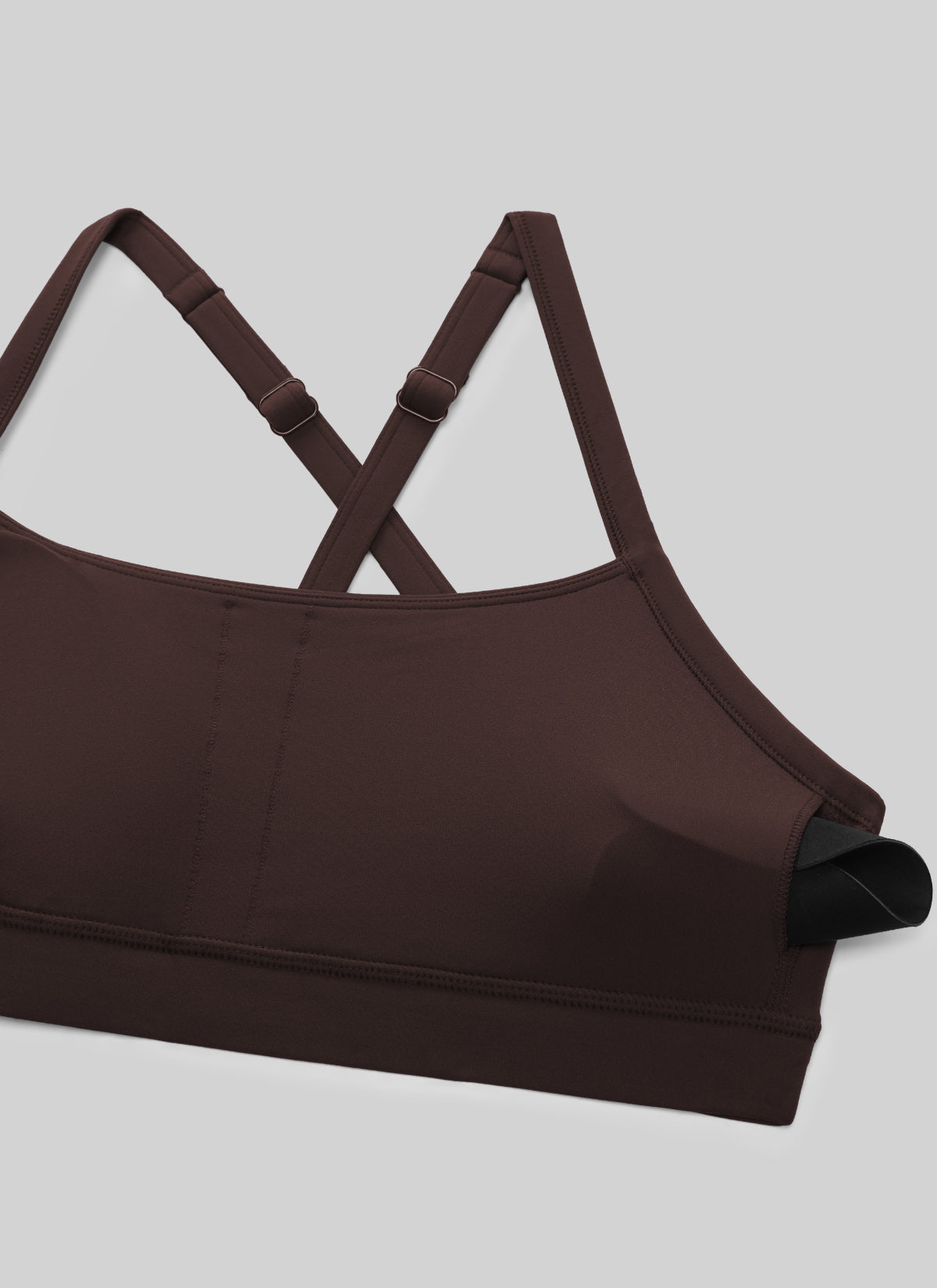 CRZ YOGA Wanita Butterlift Bra Sukan Lubang Kunci Leher U Yoga Bersilang Belakang Coklat Panas Fudge