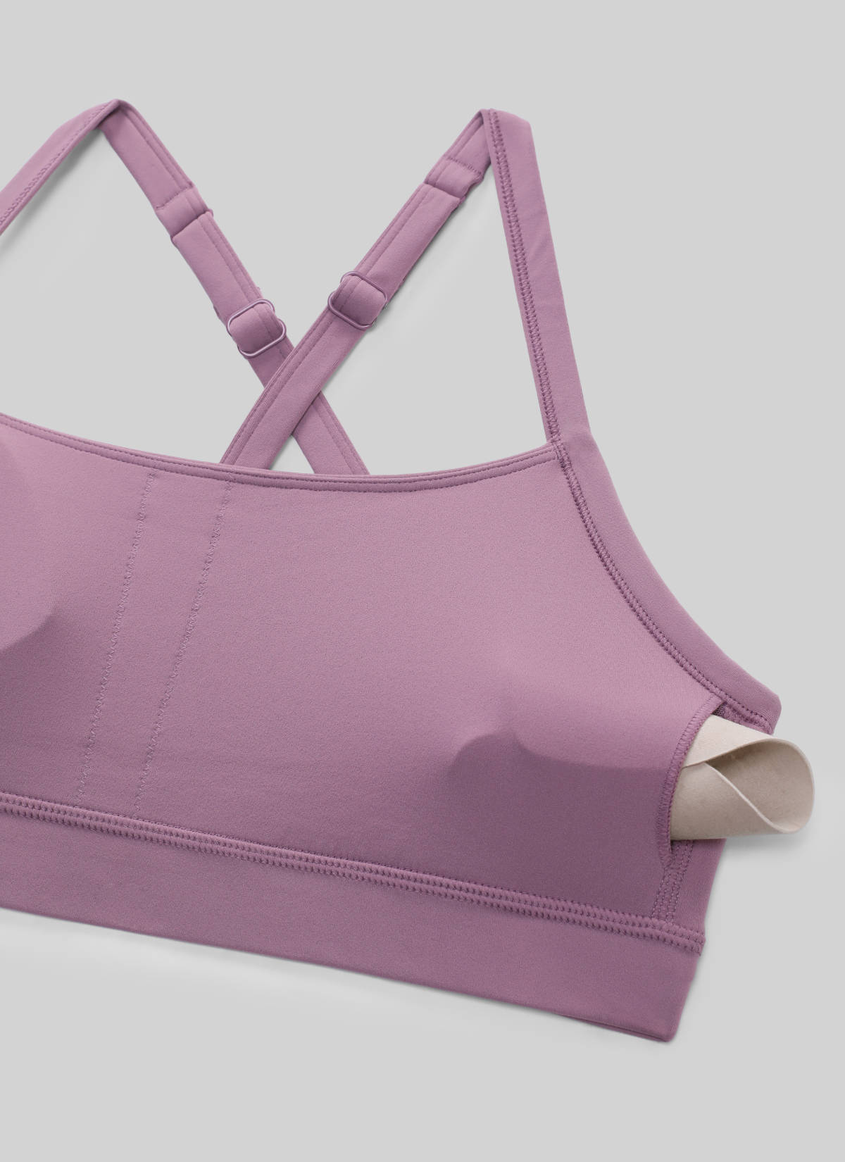 CRZ YOGA Wanita Butterlift Bra Sukan Lubang Kunci Leher U Yoga Lavender Muda