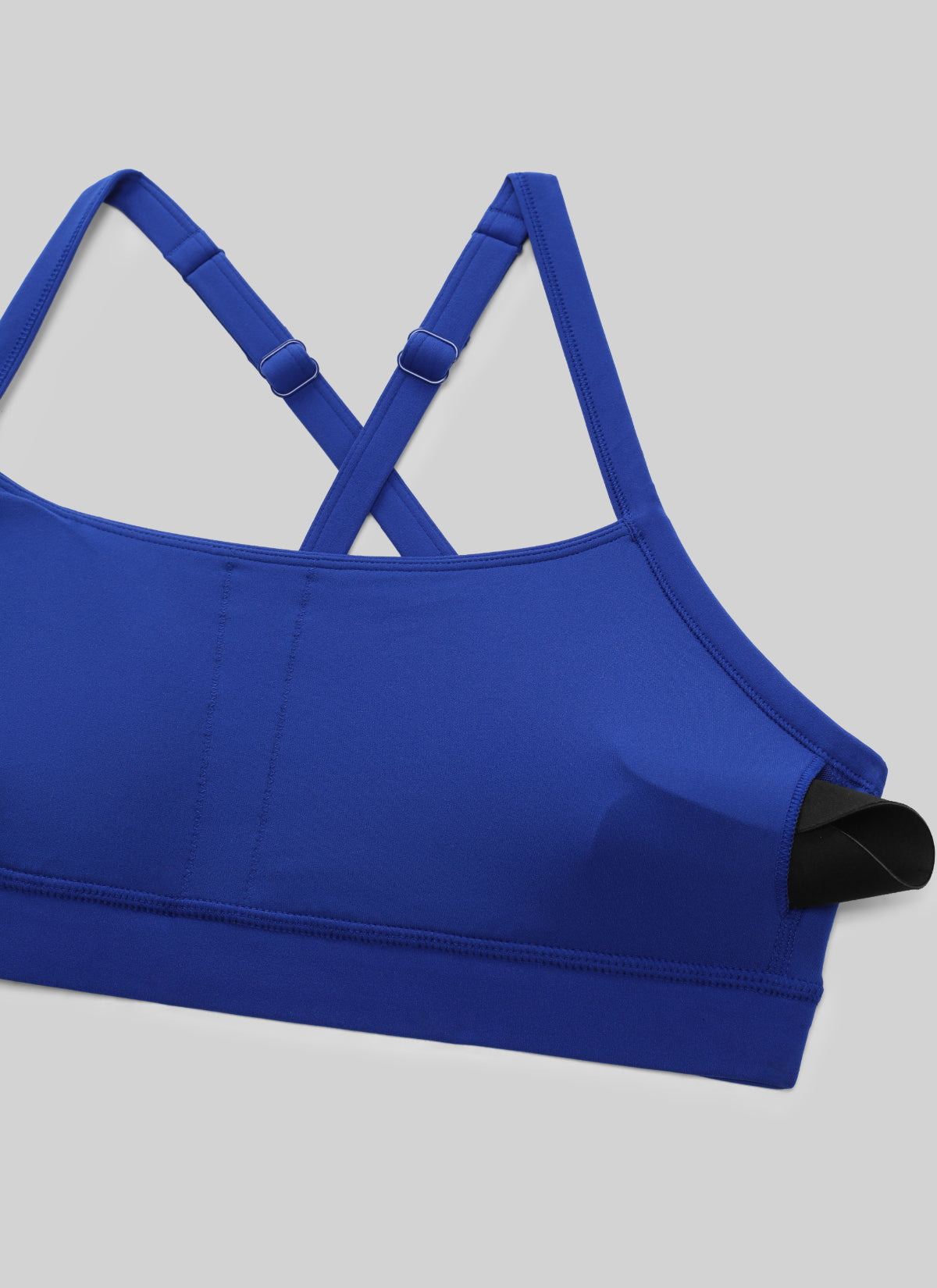 CRZ YOGA Wanita Butterlift Bra Sukan Yoga Leher U Silang Belakang Lubang Kunci Biru Gelombang