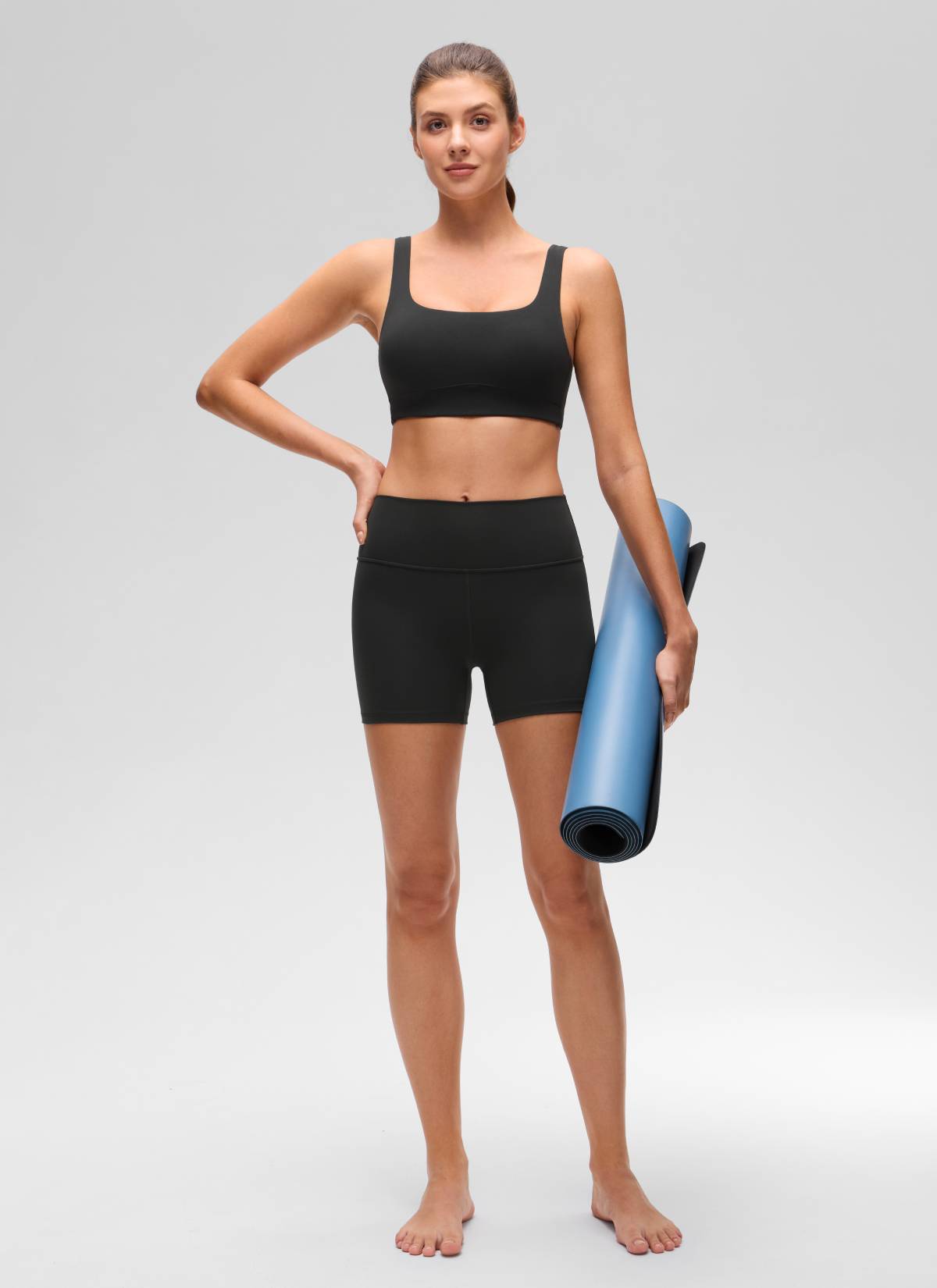 CRZ YOGA Wanita Butterluxe Bra Sukan Belakang Yoga U Sokongan Cahaya Hitam