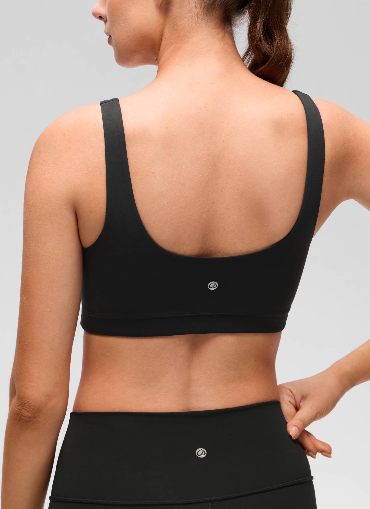CRZ YOGA Wanita Butterluxe Bra Sukan Belakang Yoga U Sokongan Cahaya Hitam