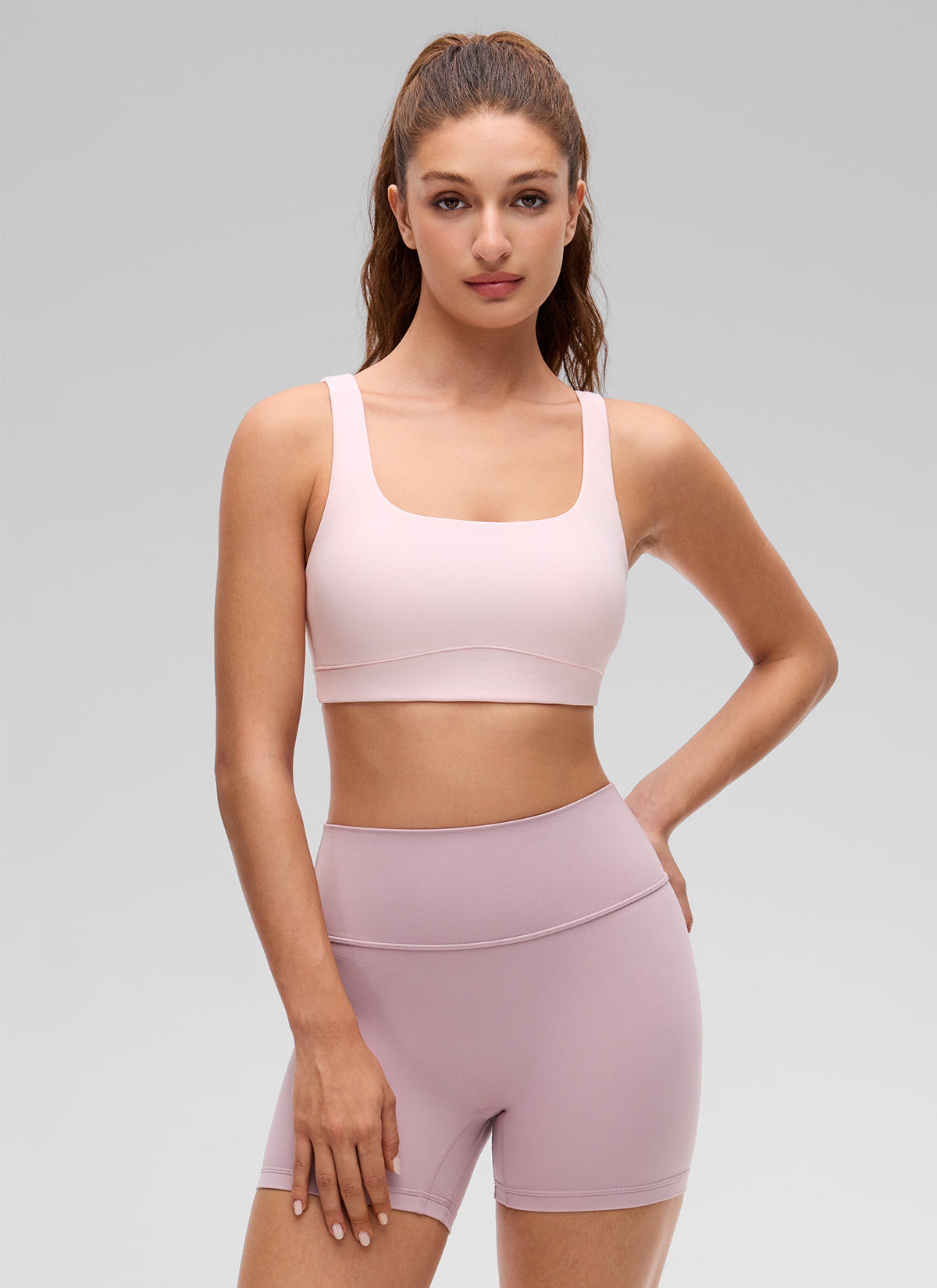 CRZ YOGA Wanita Butterluxe Bra Sukan Belakang Yoga U Sokongan Cahaya Strawberi Merah Jambu