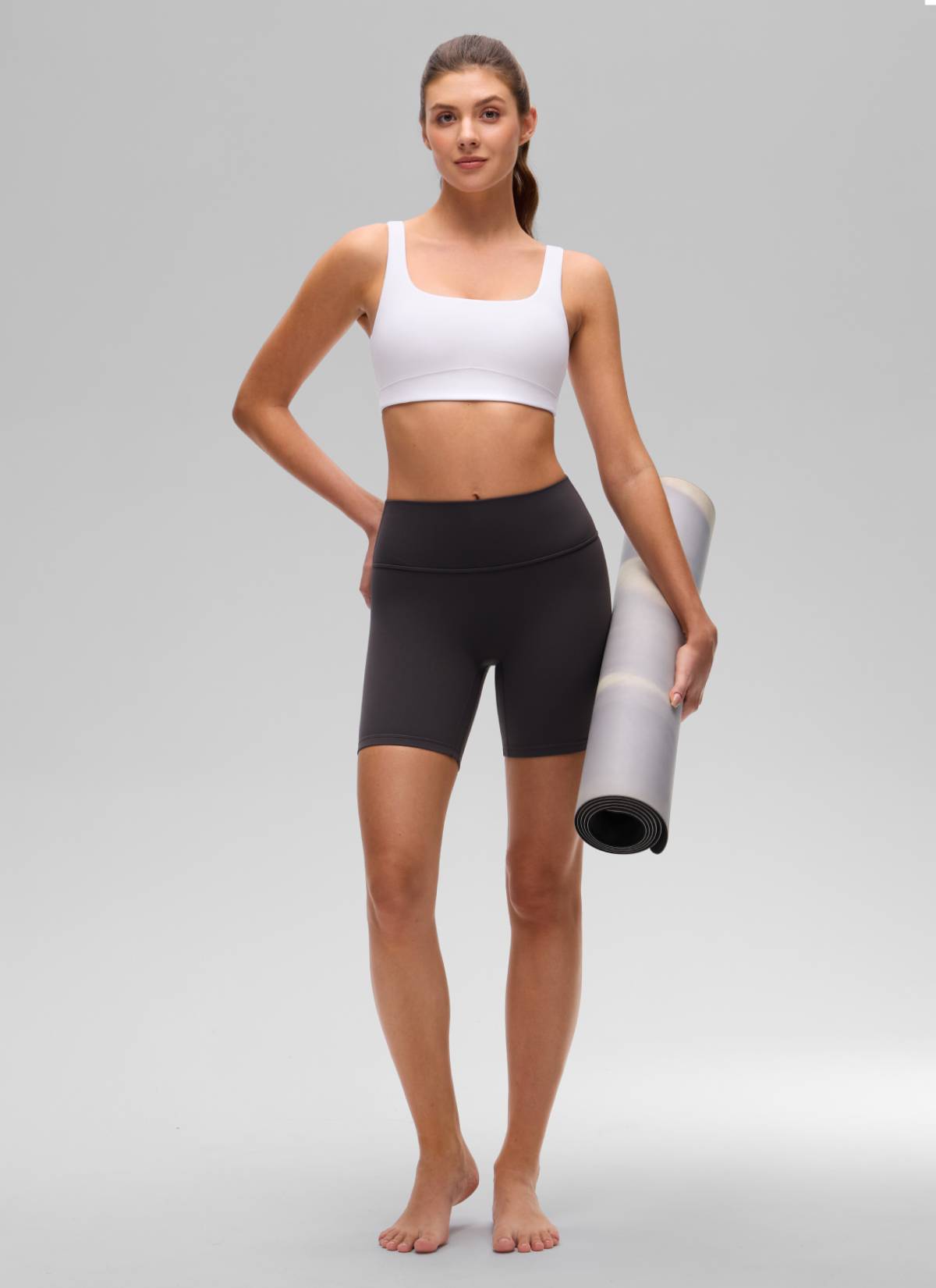 CRZ YOGA Wanita Butterluxe Bra Sukan Belakang Yoga U Sokongan Cahaya Putih