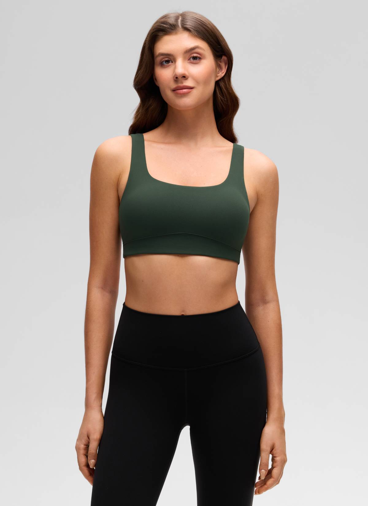 CRZ YOGA Wanita Butterluxe Bra Sukan Belakang Yoga U Sokongan Lampu Legend Green