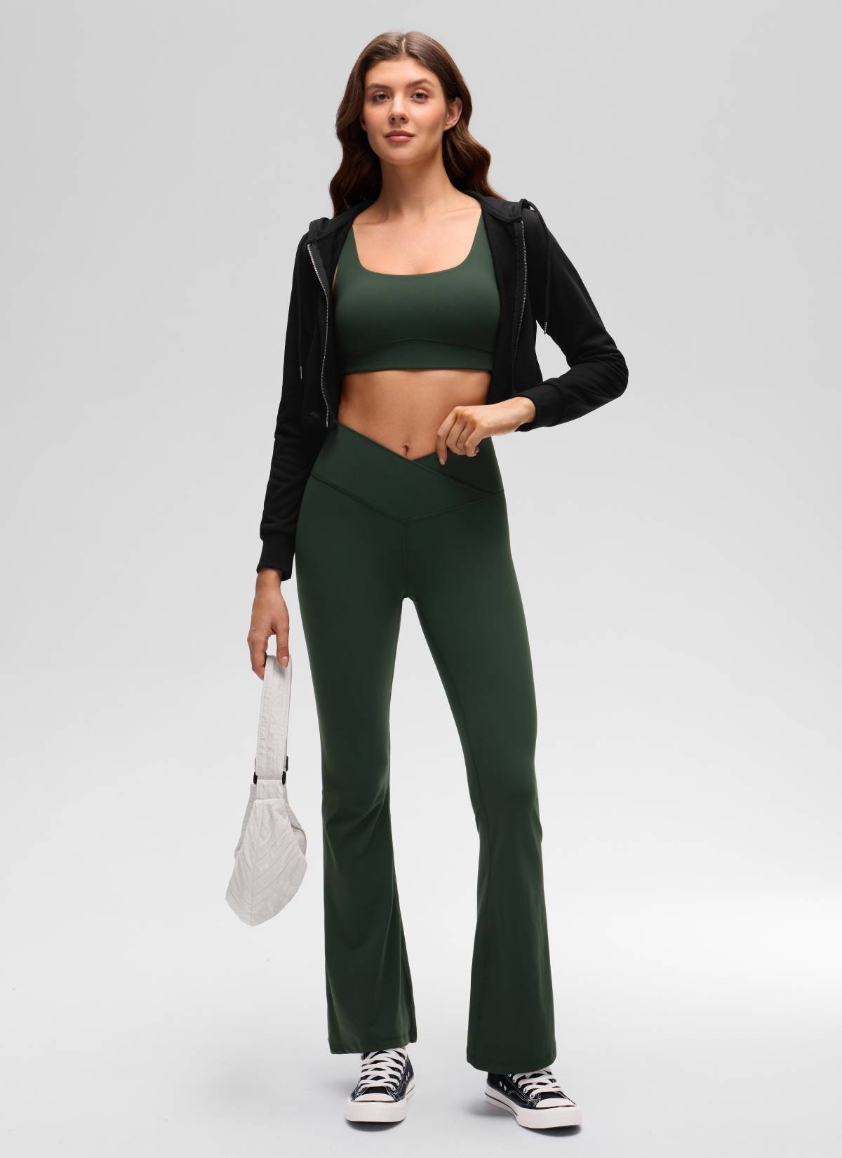 CRZ YOGA Wanita Butterluxe Bra Sukan Belakang Yoga U Sokongan Lampu Legend Green