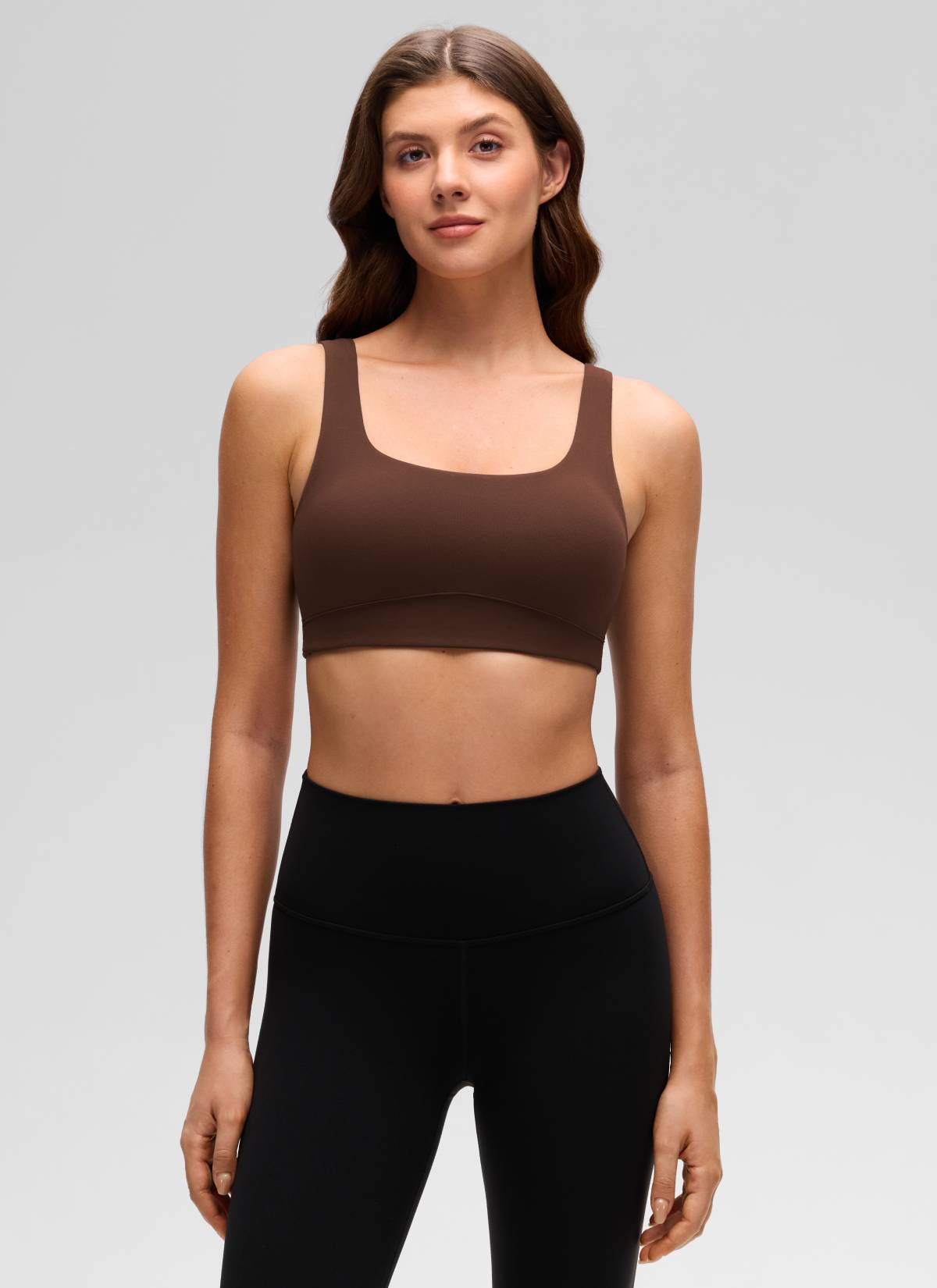 CRZ YOGA Wanita Butterluxe Bra Sukan Belakang Yoga U Sokongan Cahaya Coklat Lava