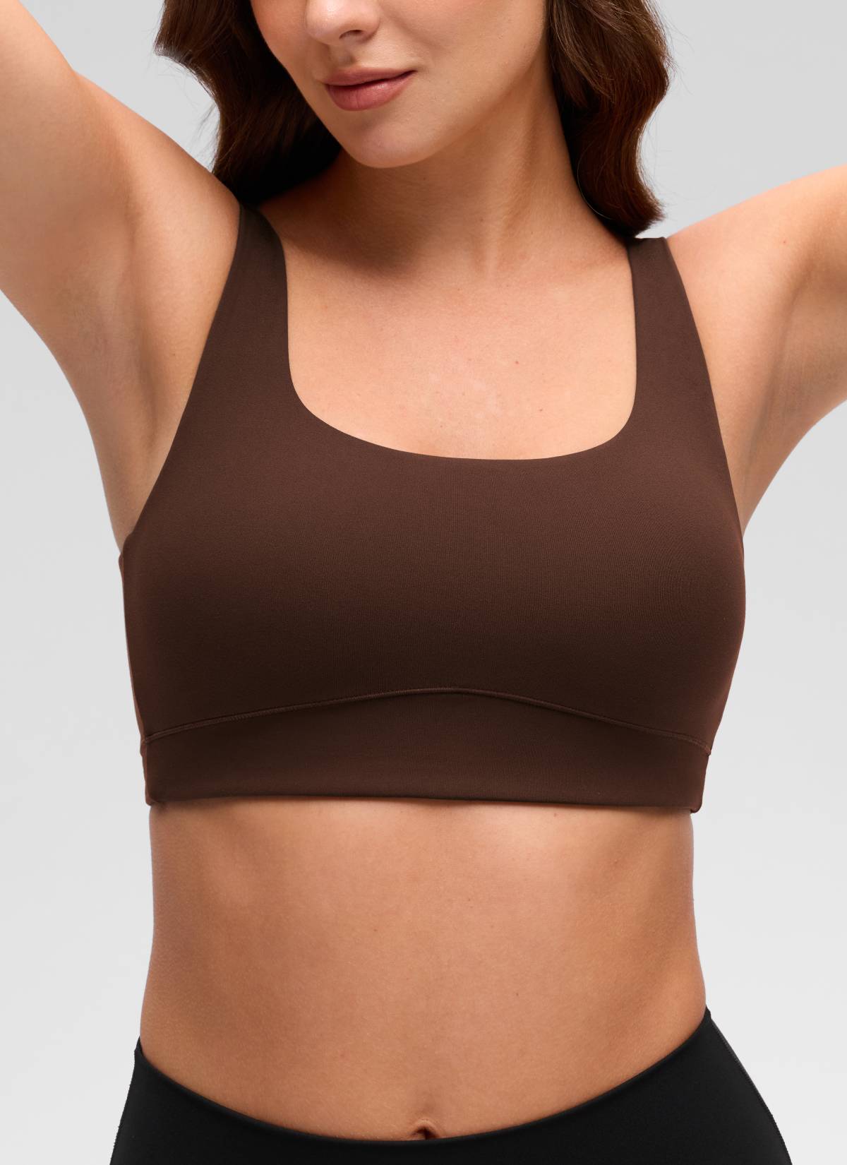 CRZ YOGA Wanita Butterluxe Bra Sukan Belakang Yoga U Sokongan Cahaya Coklat Lava
