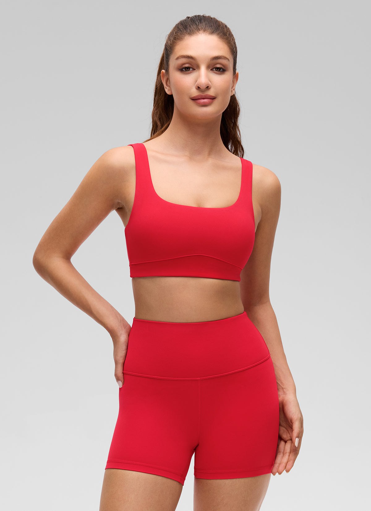 CRZ YOGA Wanita Butterluxe Bra Sukan Belakang Yoga U Sokongan Cahaya Aurora Merah