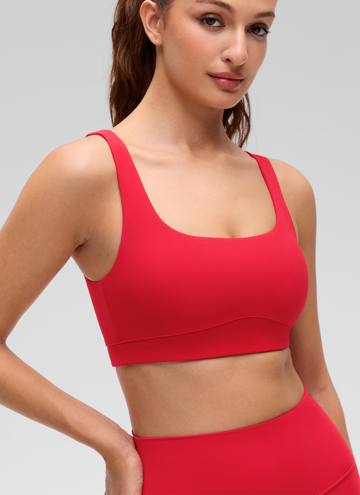 CRZ YOGA Wanita Butterluxe Bra Sukan Belakang Yoga U Sokongan Cahaya Aurora Merah