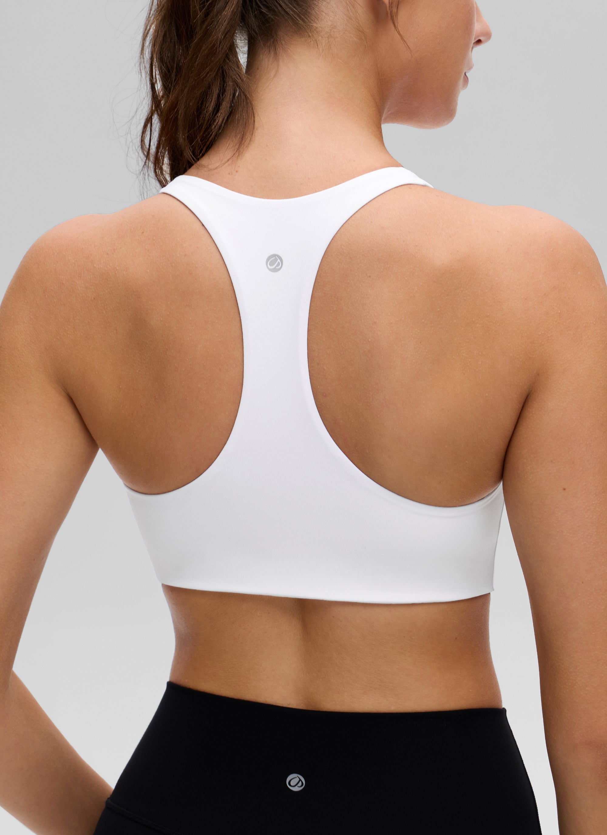 CRZ YOGA Wanita Butterluxe Bra Sukan Yoga V Neck RacerBack Binaan Dalam Putih
