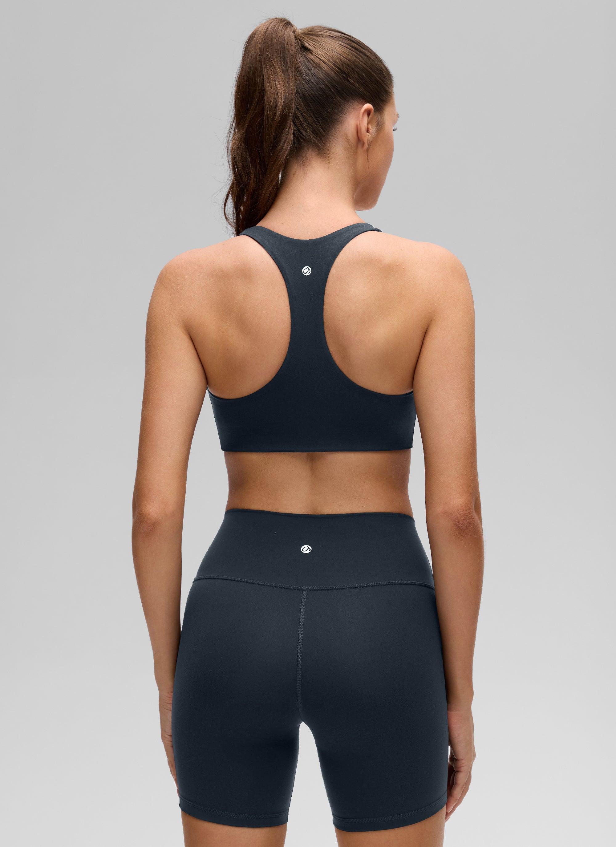 CRZ YOGA Wanita Butterluxe Bra Sukan Yoga V Neck RacerBack Binaan Dalam True Navy