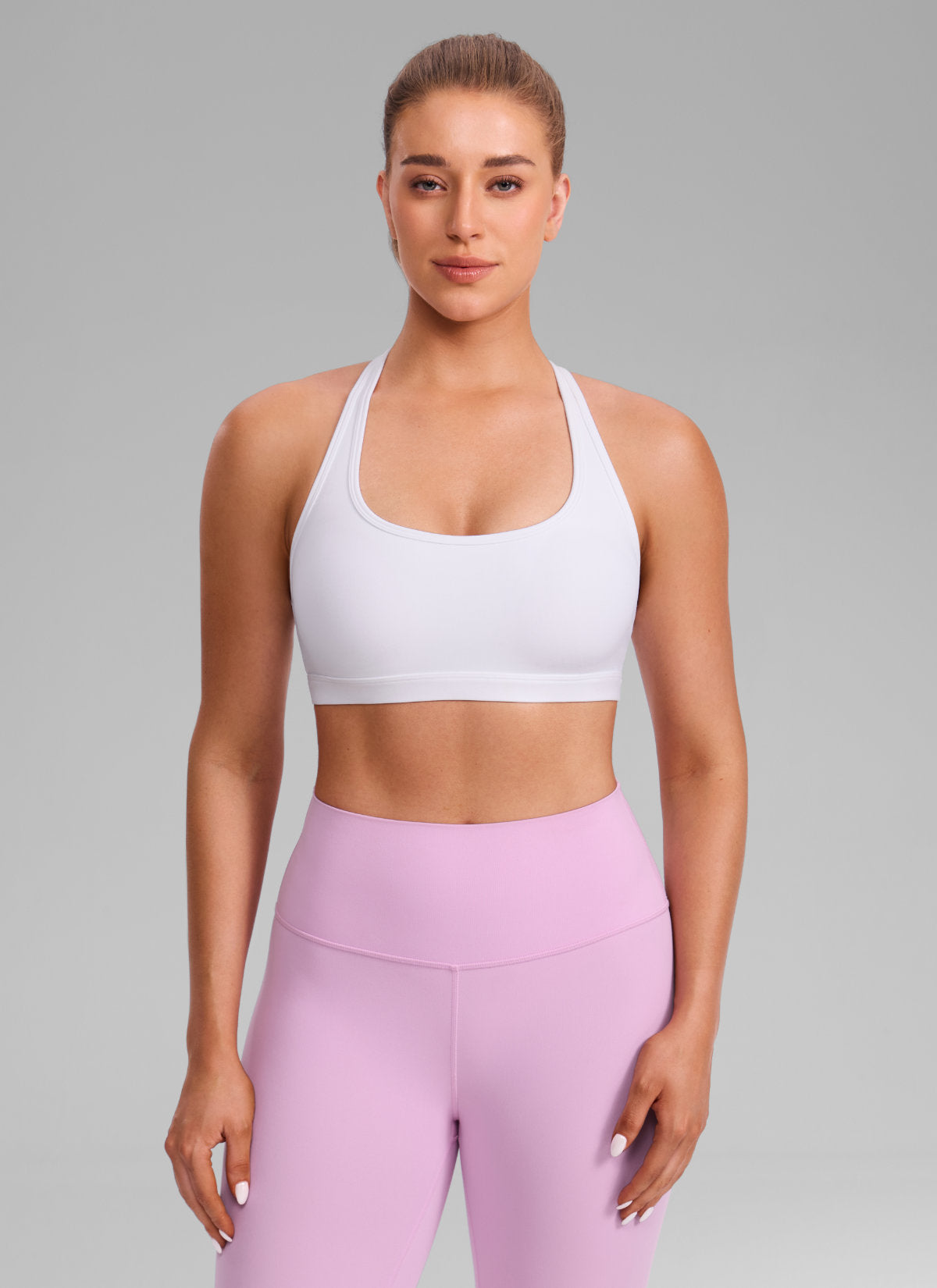 CRZ YOGA Wanita Butterlift Bra Sukan Lubang Kunci Leher U Yoga Racerback Putih