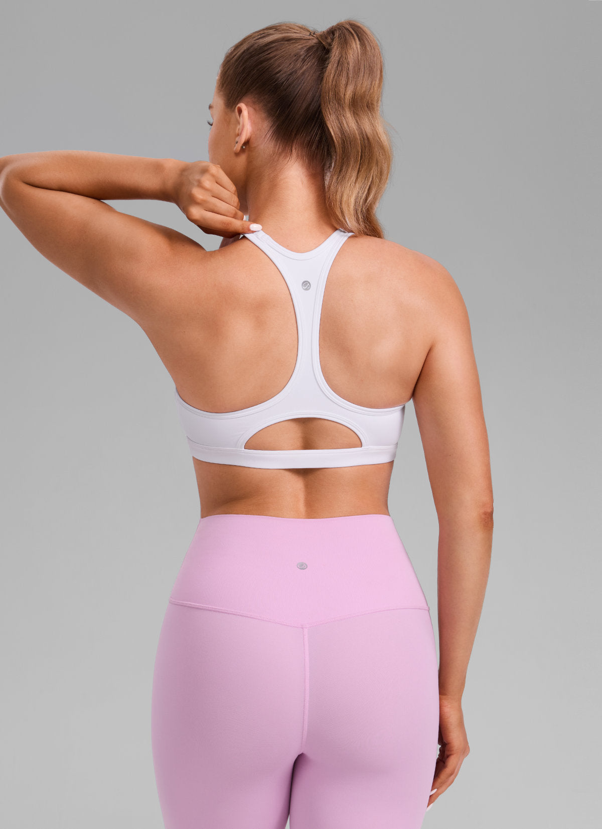 CRZ YOGA Wanita Butterlift Bra Sukan Lubang Kunci Leher U Yoga Racerback Putih