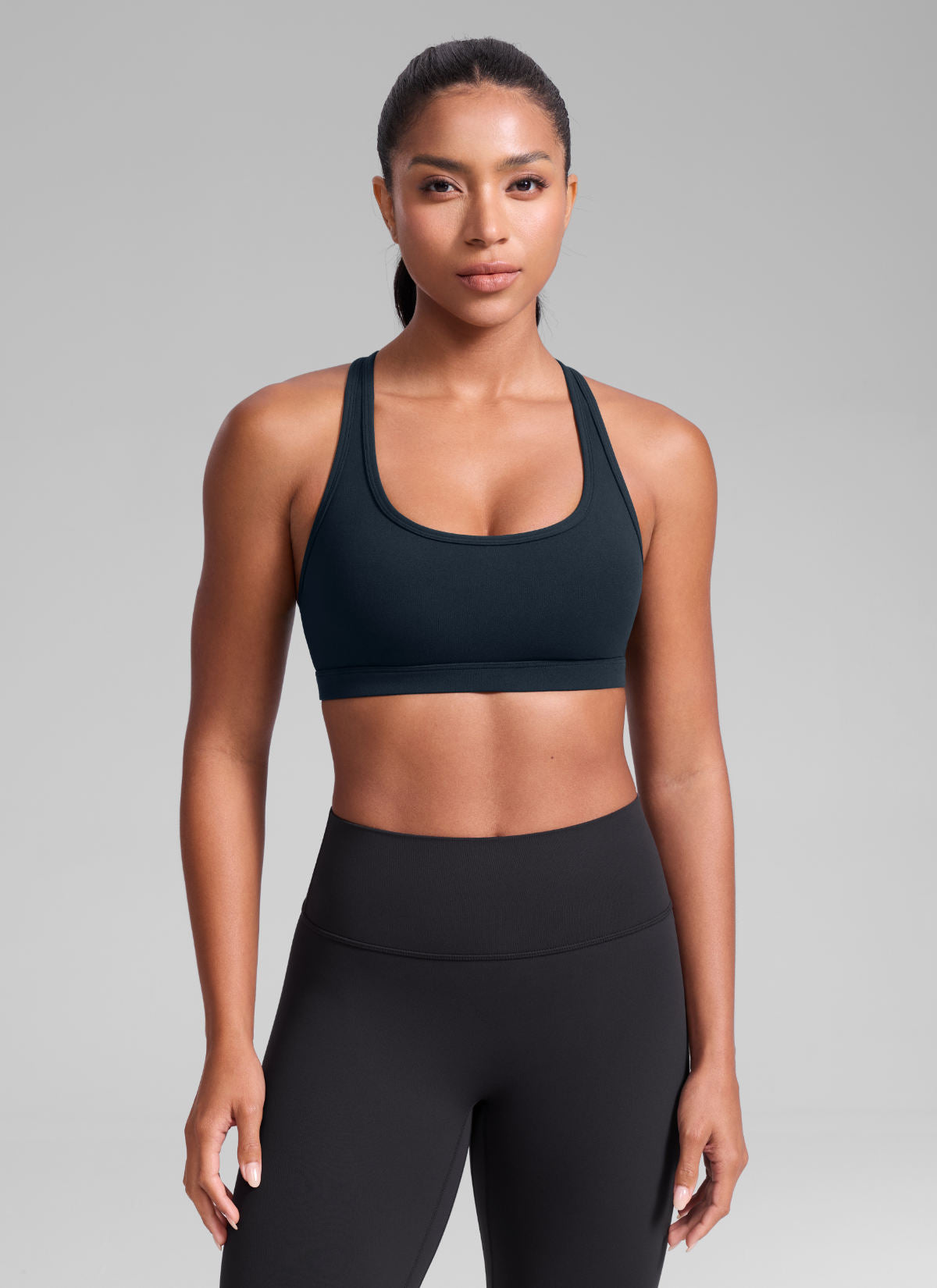 CRZ YOGA Wanita Butterlift Bra Sukan Lubang Kunci Leher U Yoga Racerback True Navy