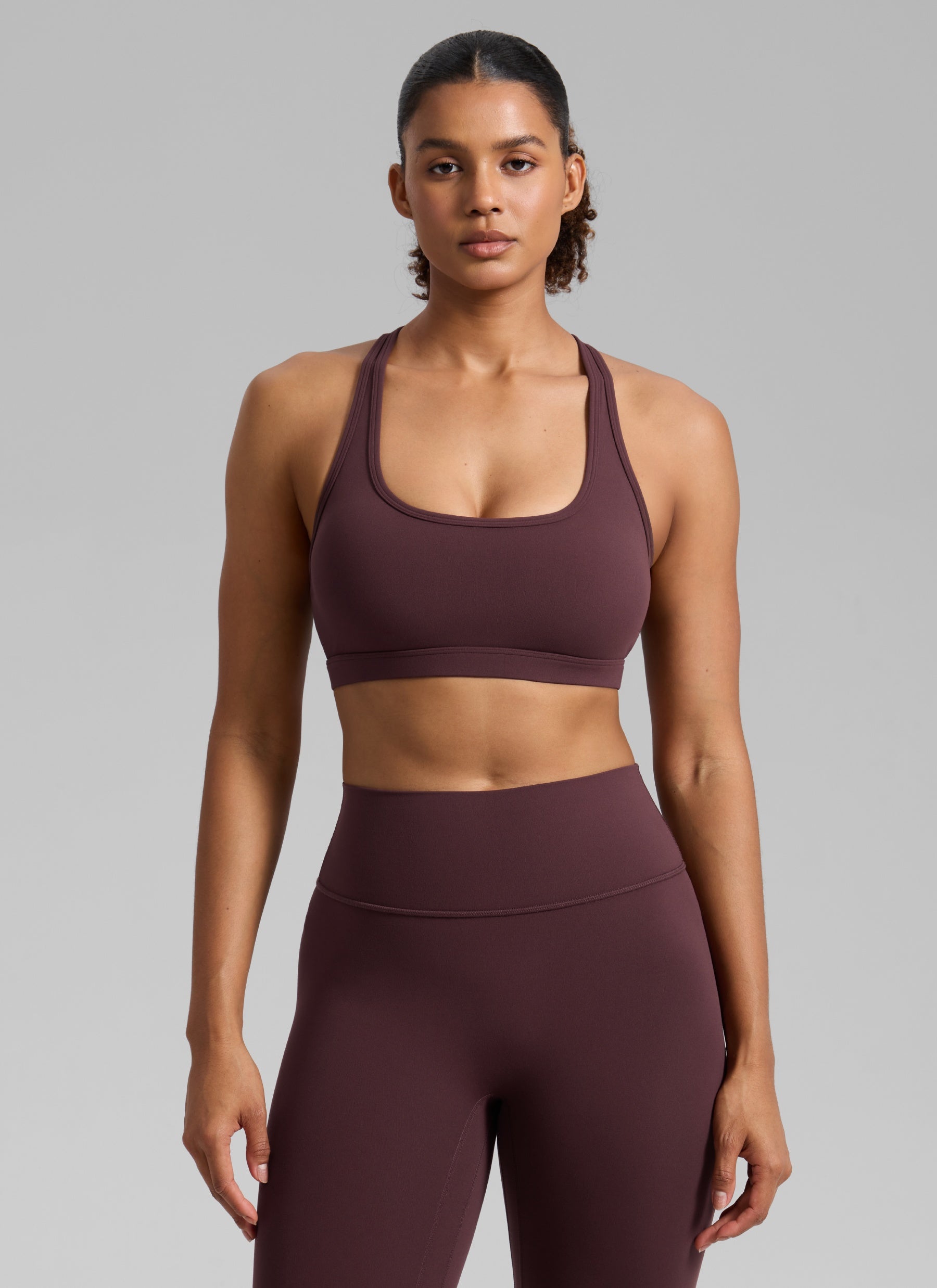 CRZ YOGA Wanita Butterlift Bra Sukan Lubang Kunci Yoga Leher U Racerback Plum Masak