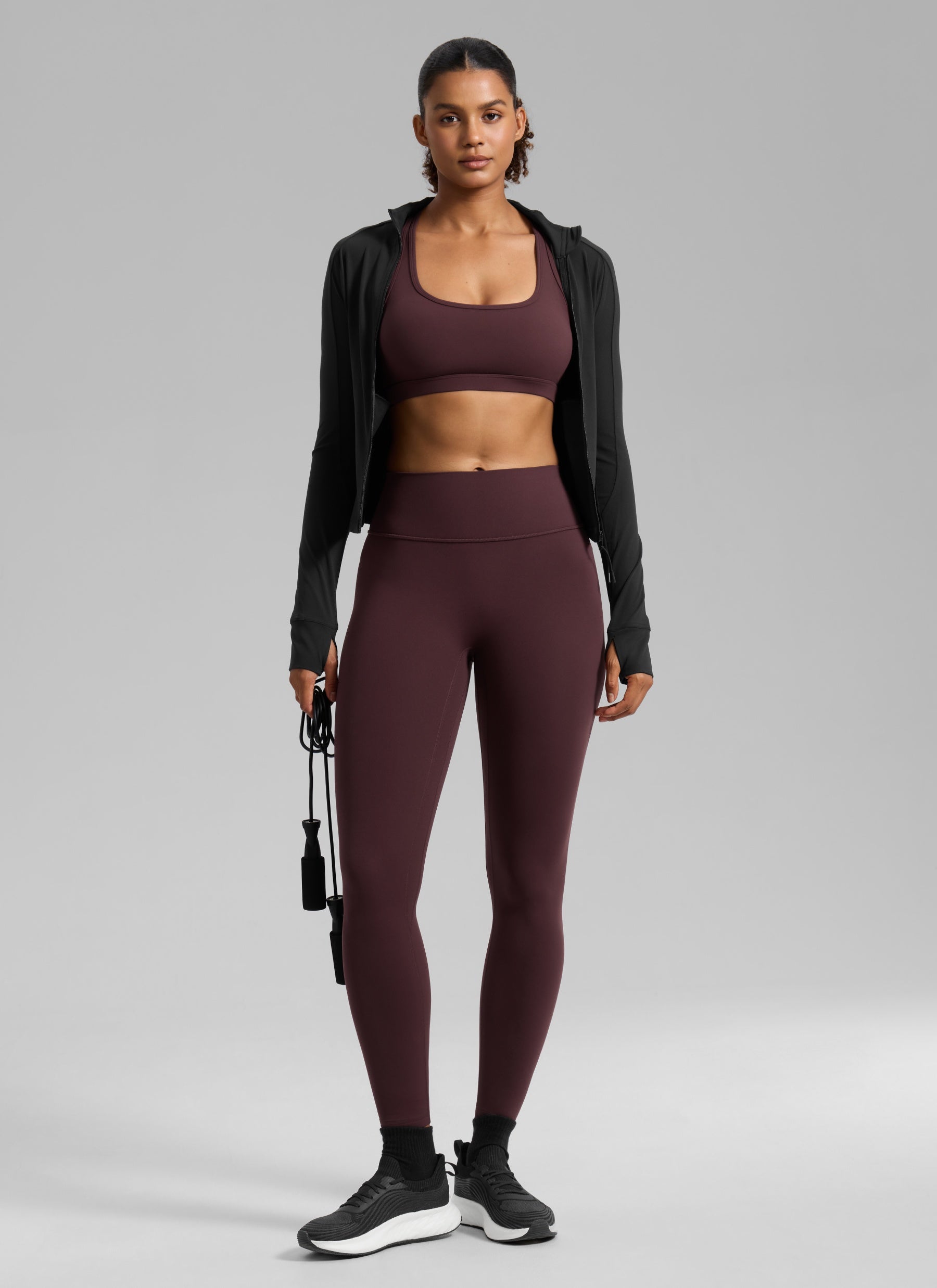 CRZ YOGA Wanita Butterlift Bra Sukan Lubang Kunci Yoga Leher U Racerback Plum Masak