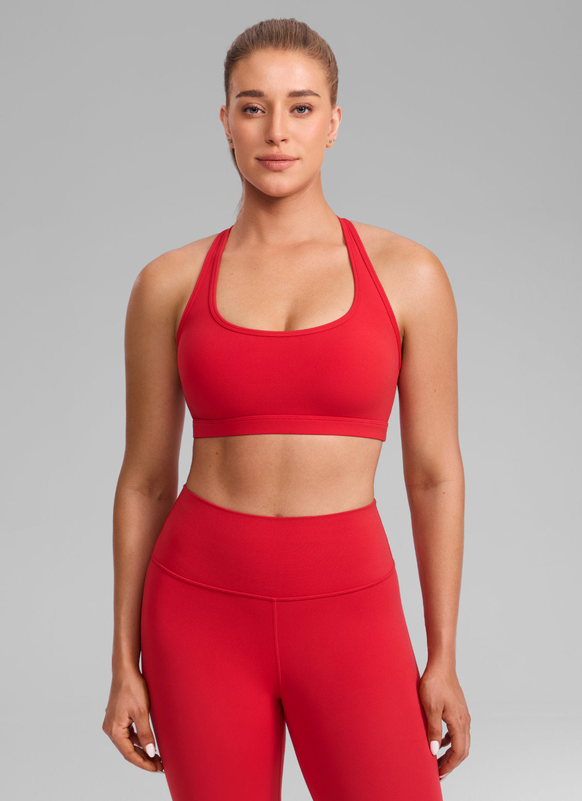 CRZ YOGA Wanita Butterlift Bra Sukan Lubang Kunci Leher U Yoga Racerback Aurora Merah