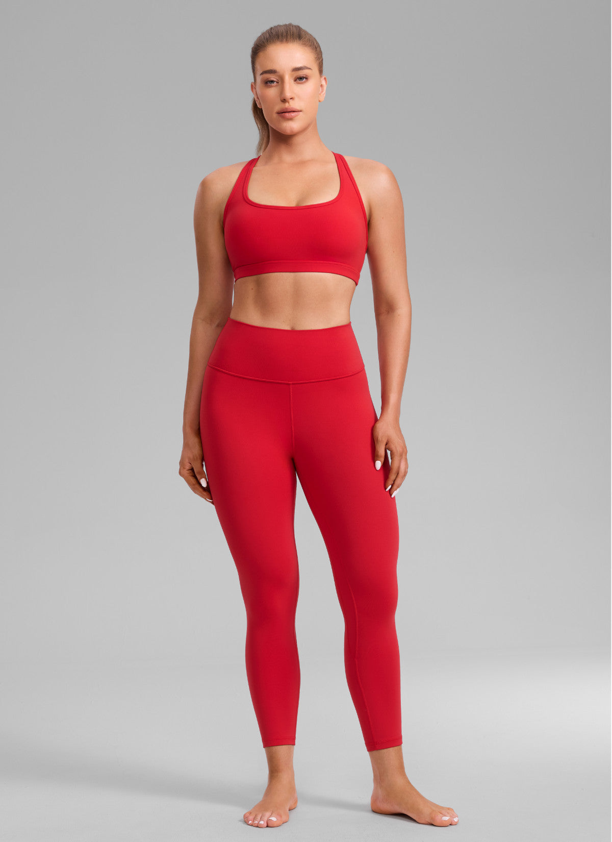 CRZ YOGA Wanita Butterlift Bra Sukan Lubang Kunci Leher U Yoga Racerback Aurora Merah