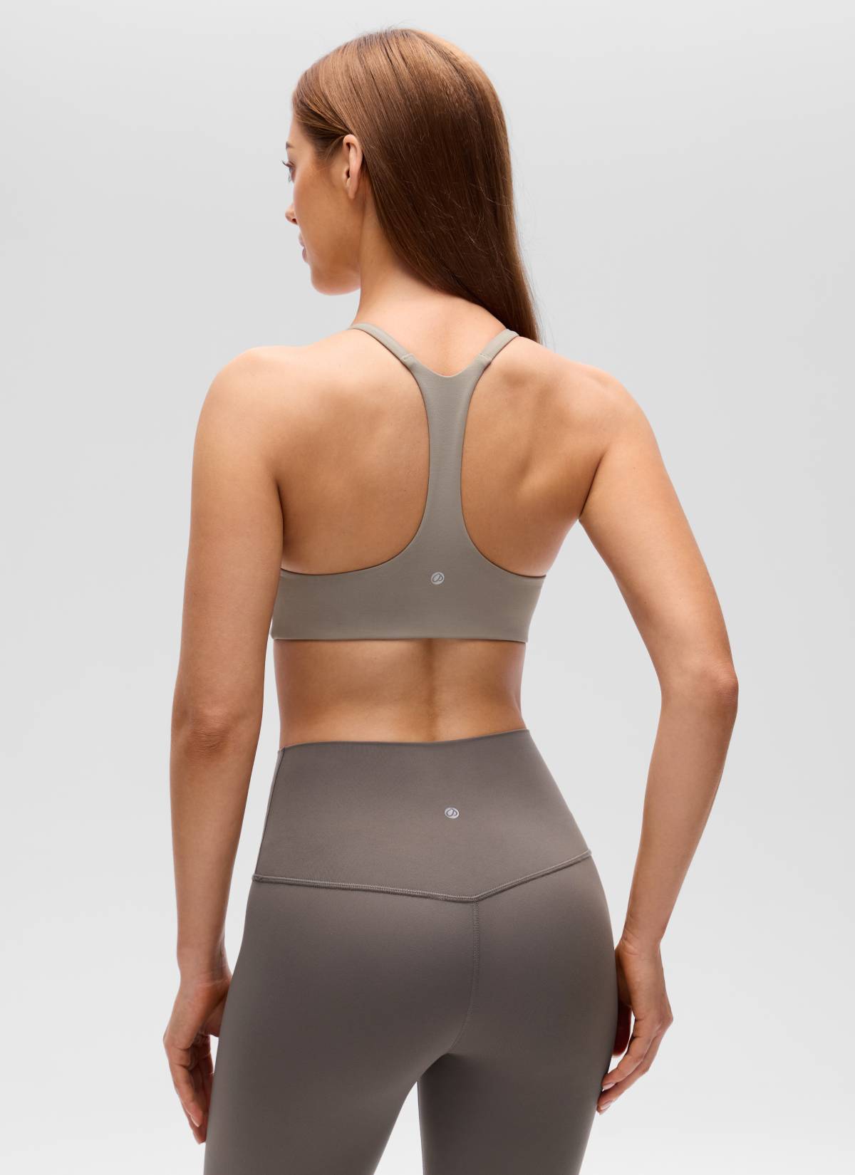 CRZ YOGA Wanita Butterluxe Bra Sukan Tali Nipis Racerback Leher V Kelabu Abu Hangat