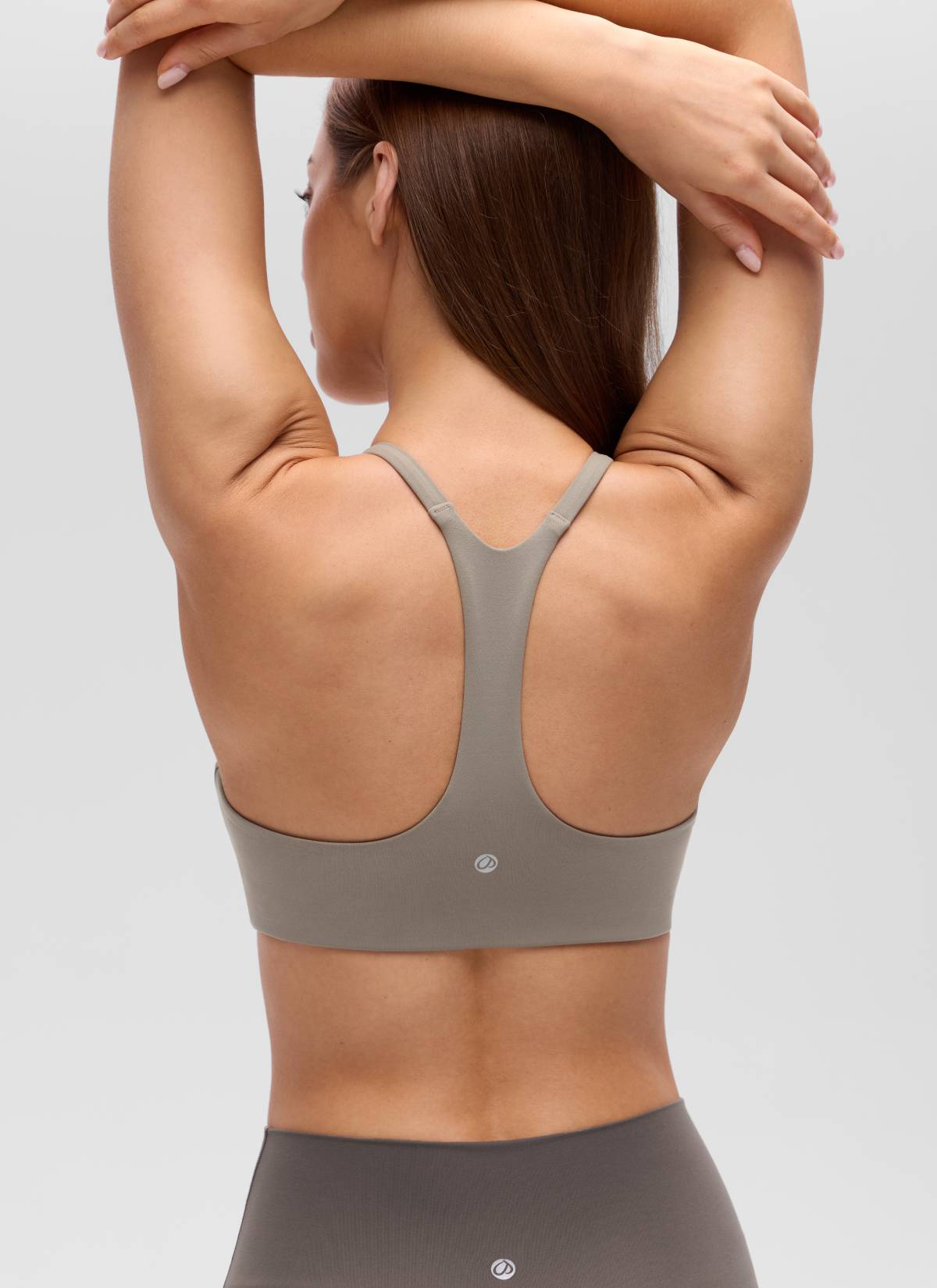 CRZ YOGA Wanita Butterluxe Bra Sukan Tali Nipis Racerback Leher V Kelabu Abu Hangat