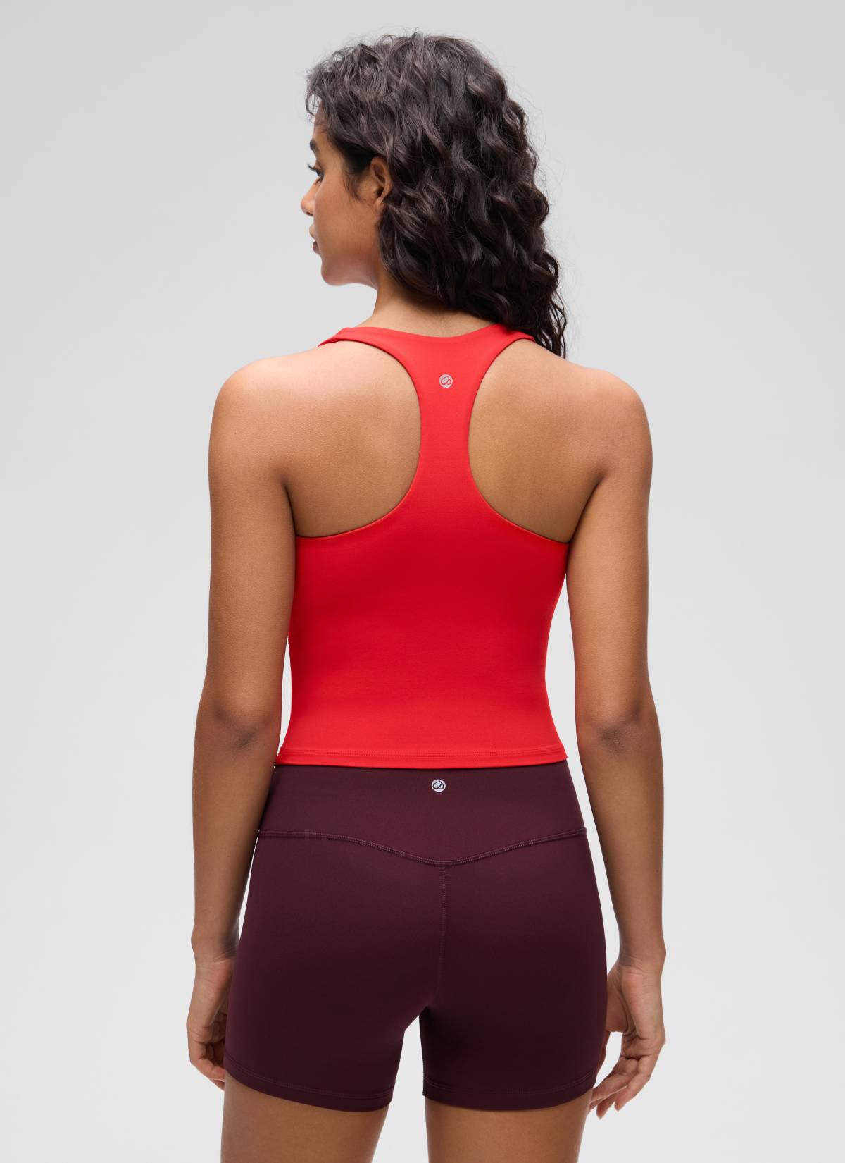 CRZ YOGA Women's Butterluxe Yoga V Neck RacerBack Built in Bra Tank Deep Red