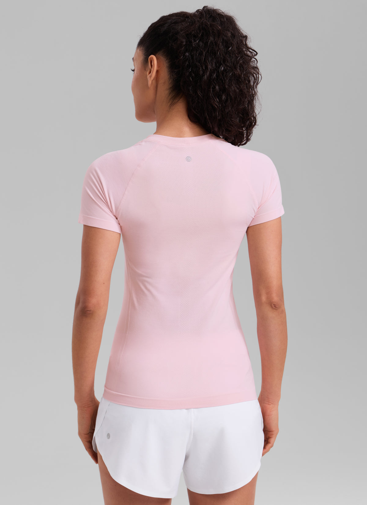CRZ YOGA Women's Running Classic Fit Shirts Seamless Short Sleeves Strawberry Pink
