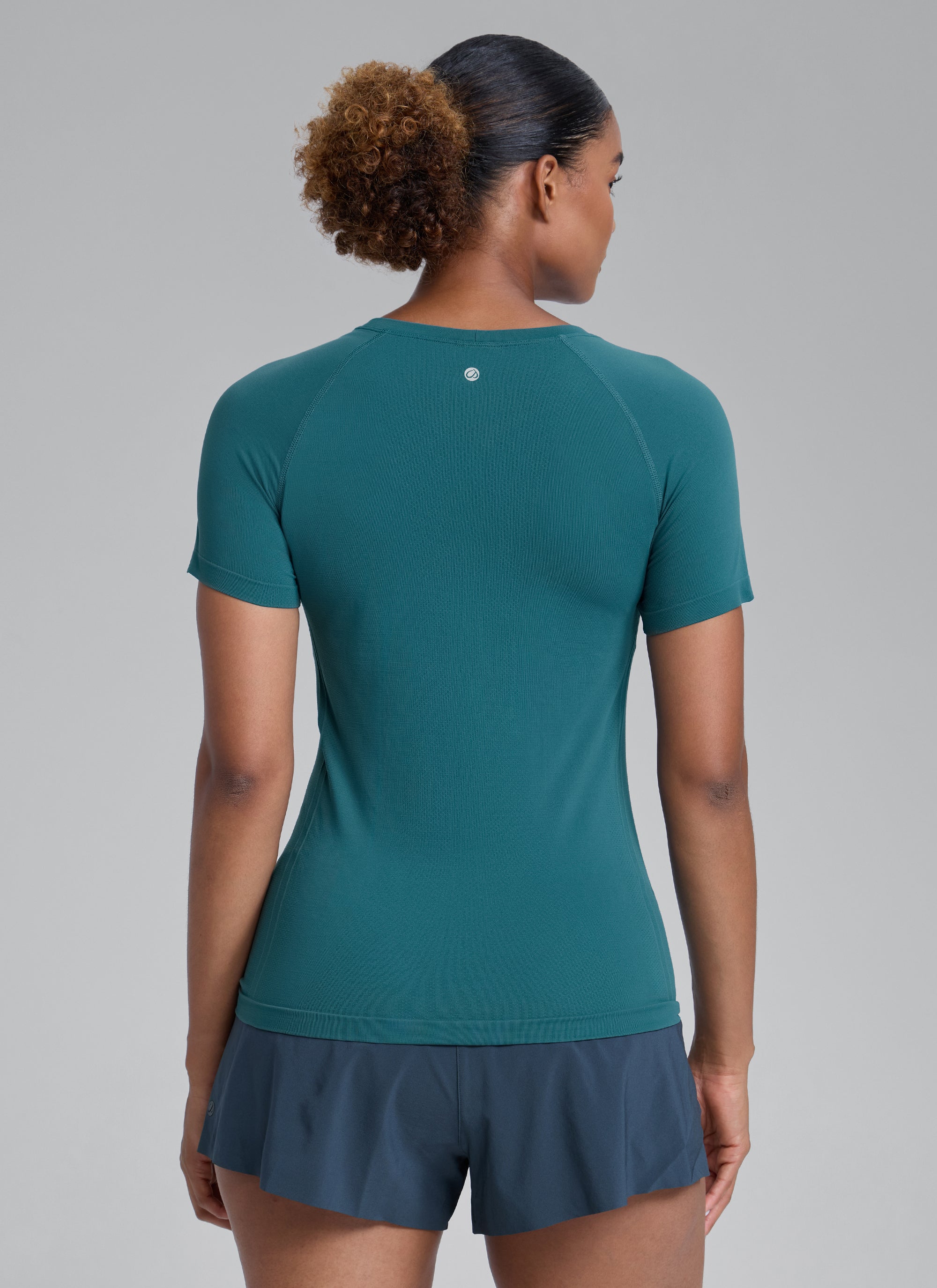 CRZ YOGA Women's Running Classic Fit Shirts Seamless Short Sleeves Green Jade