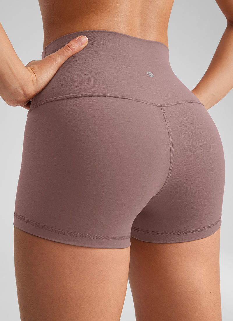 Seluar Pendek Biker Butterluxe Cangkuk Tinggi Yoga Wanita CRZ YOGA 6 cm Ungu Mawar