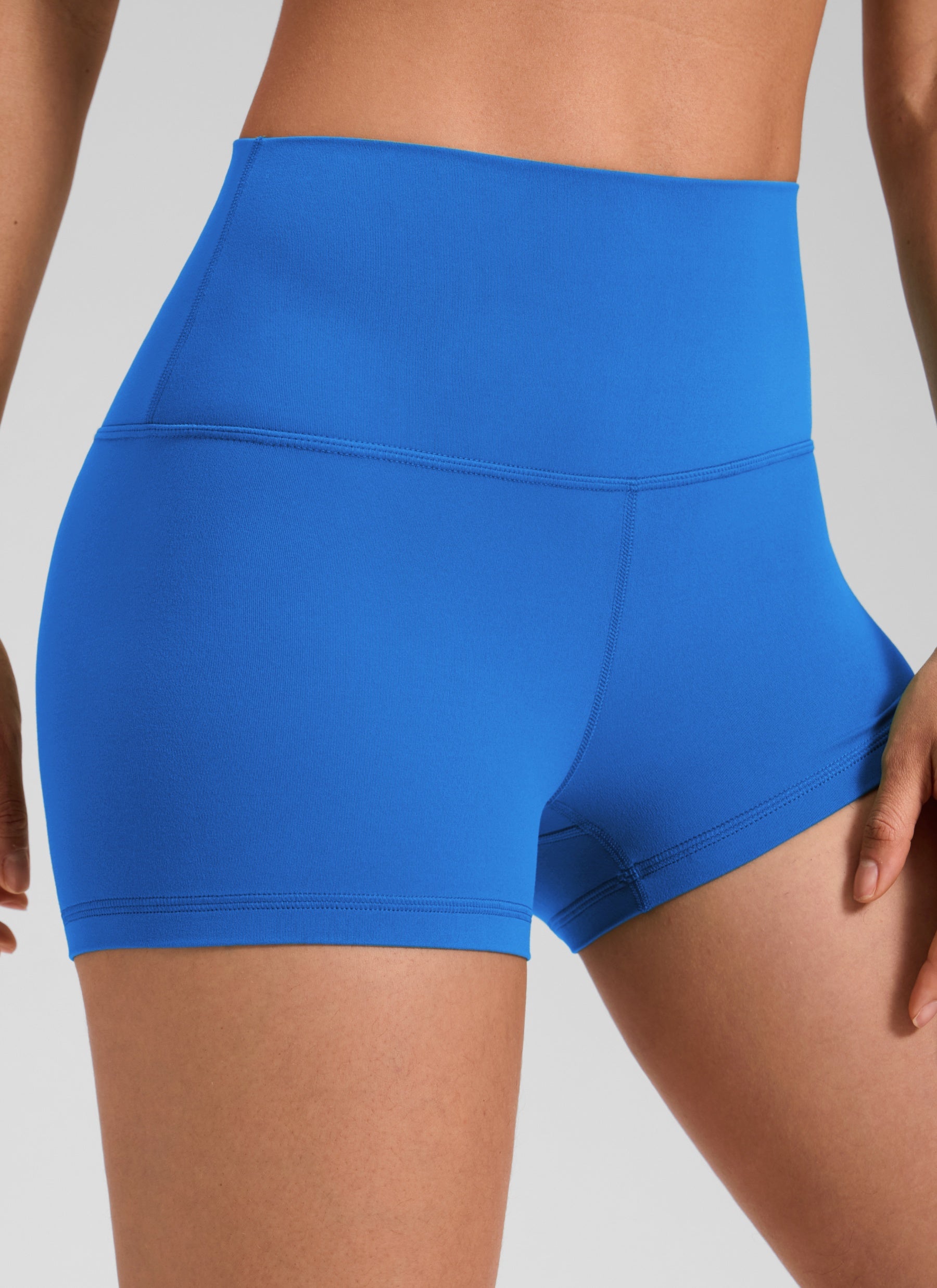 Seluar Pendek Biker Butterluxe Cangkuk Tinggi Yoga Wanita CRZ YOGA 6 cm Biru Berkilau