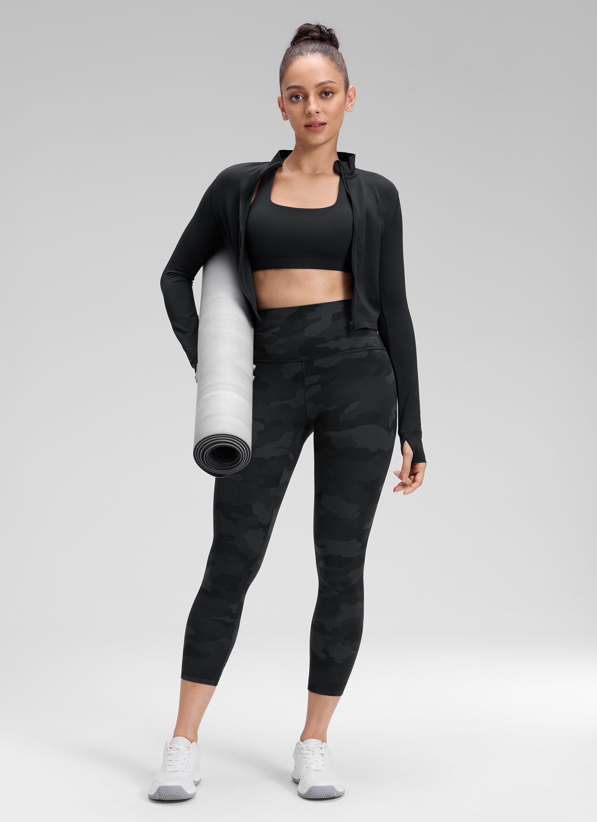 Seluar Legging Yoga Butterluxe Berpinggang Tinggi untuk Wanita CRZ YOGA Yoga Lounge 58 cm Camouflage Kelabu Gelap 2