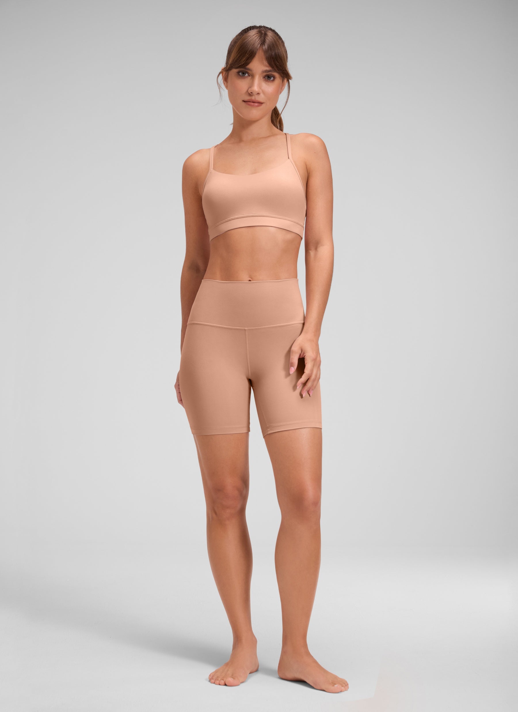 Seluar Pendek Biker Tinggi Yoga Wanita CRZ YOGA Butterluxe Seluar Pendek 6'' Mocha Mousse
