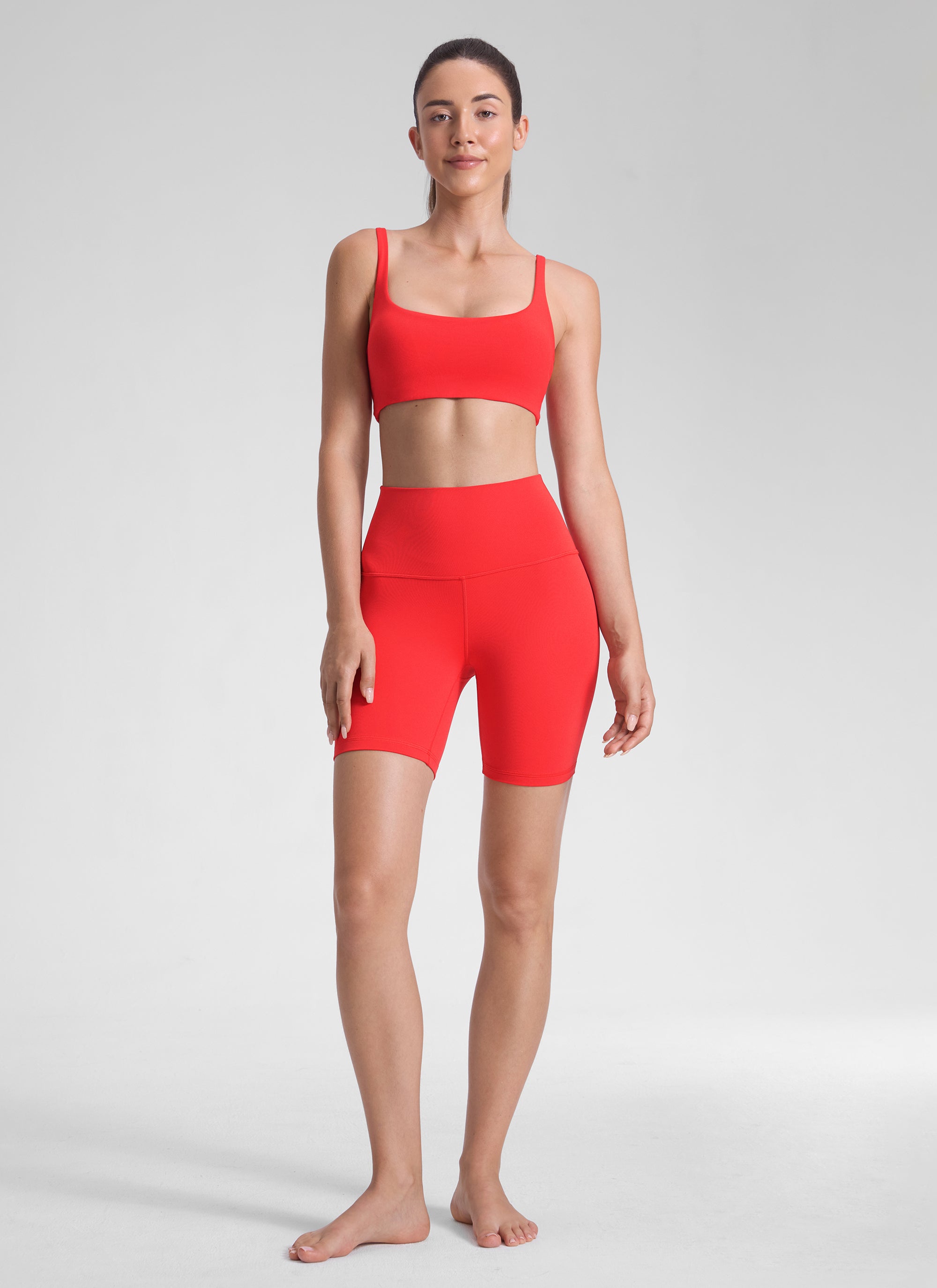 Seluar Pendek Biker Tinggi Yoga Wanita CRZ YOGA Butterluxe Seluar pendek 6'' Merah Tua
