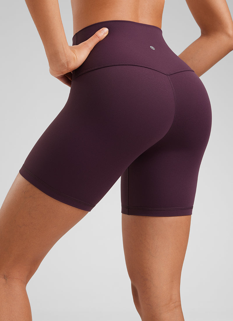 Seluar Pendek Biker Tinggi Yoga Wanita CRZ YOGA Butterluxe Seluar Pendek 6'' Ungu Tua