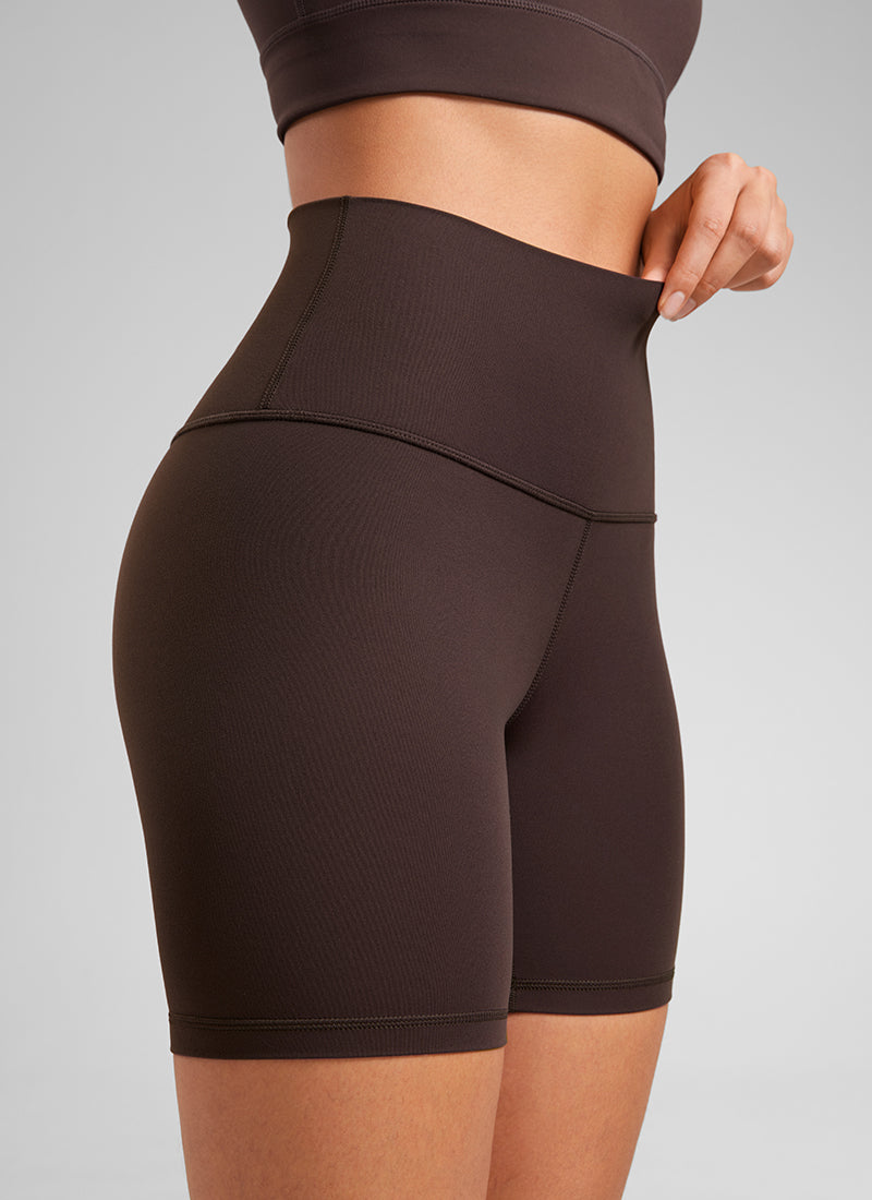 Seluar Pendek Biker Yoga Tinggi CRZ YOGA Wanita Butterluxe Seluar Pendek 6'' Coklat Fudge Panas