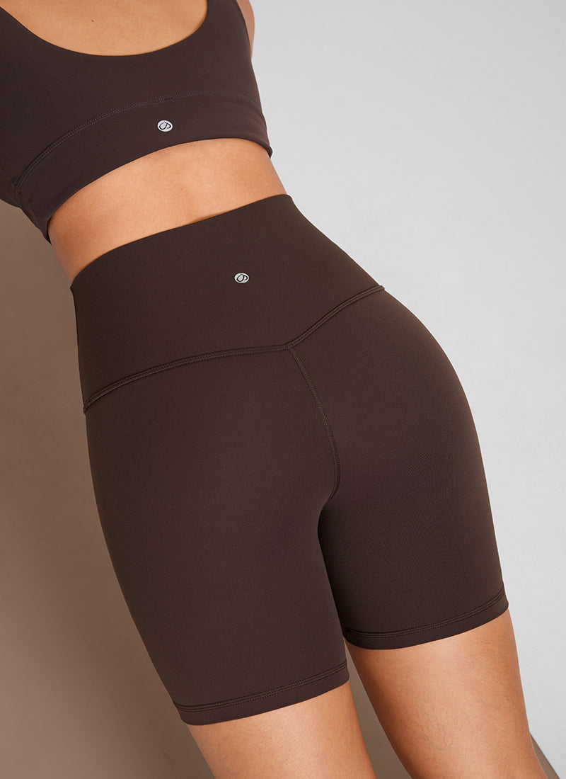 Seluar Pendek Biker Yoga Tinggi CRZ YOGA Wanita Butterluxe Seluar Pendek 6'' Coklat Fudge Panas
