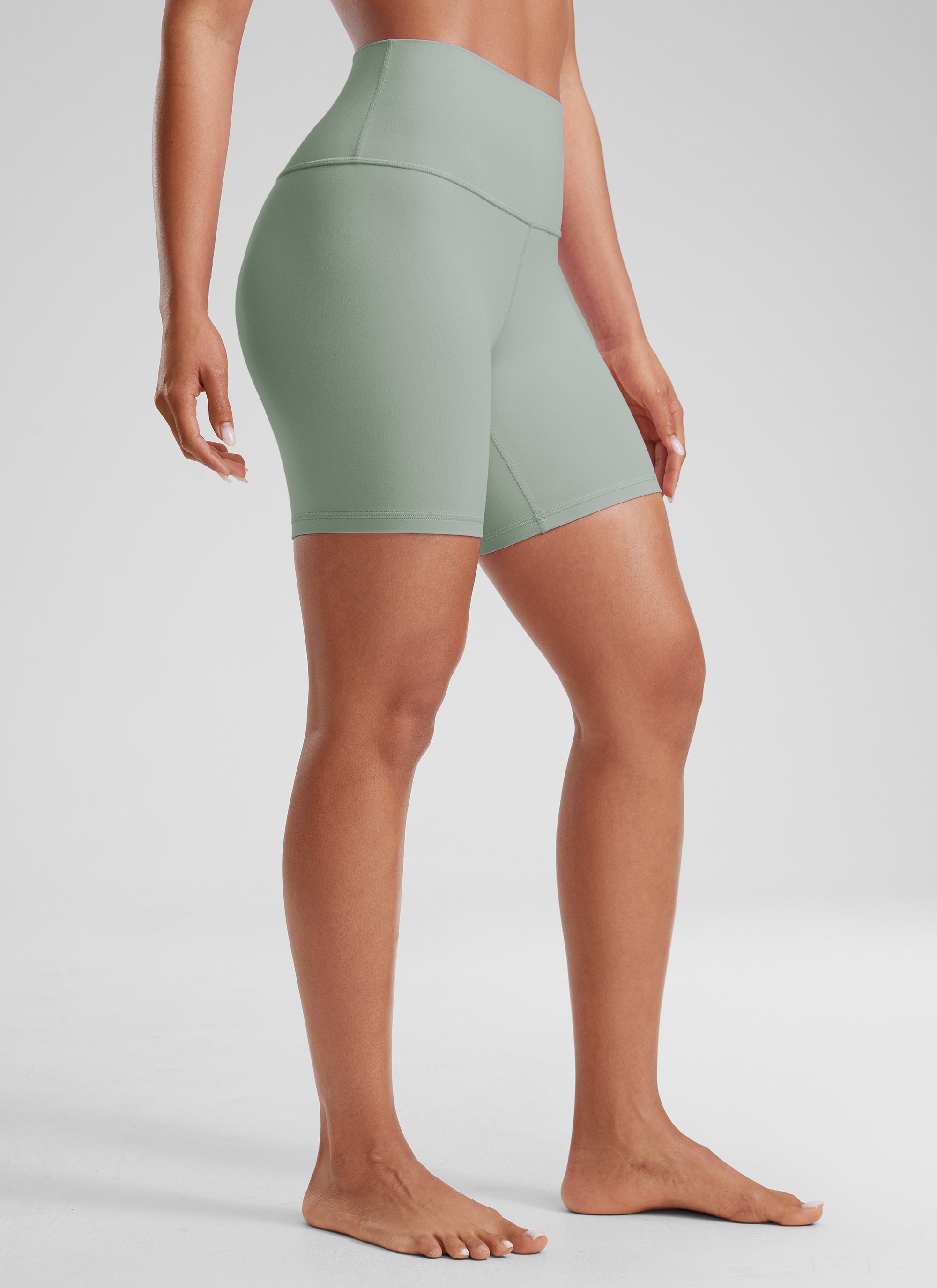 Seluar Pendek Biker Yoga Tinggi CRZ YOGA Wanita Butterluxe Seluar Pendek 6'' Green Palm Court