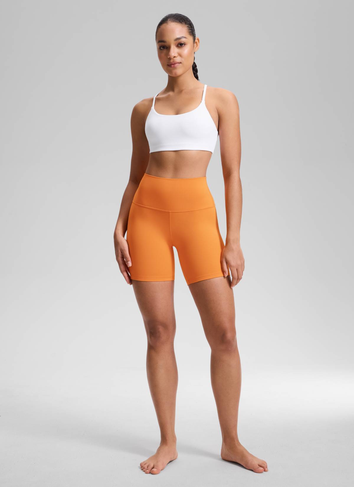 Seluar Pendek Biker Yoga Tinggi CRZ YOGA Wanita Butterluxe Seluar Pendek 6'' Tiger Orange