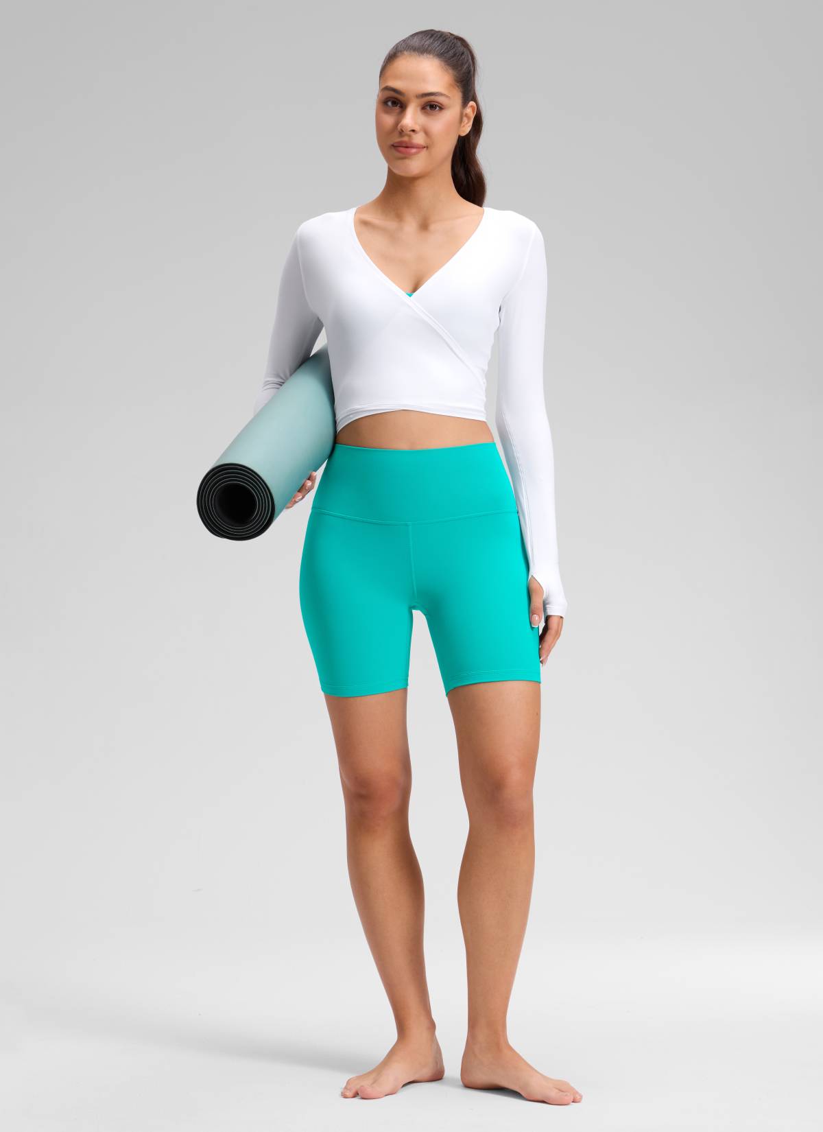 Seluar Pendek Biker Tinggi Yoga Wanita CRZ YOGA Butterluxe Seluar Pendek 6'' Tropics Teal